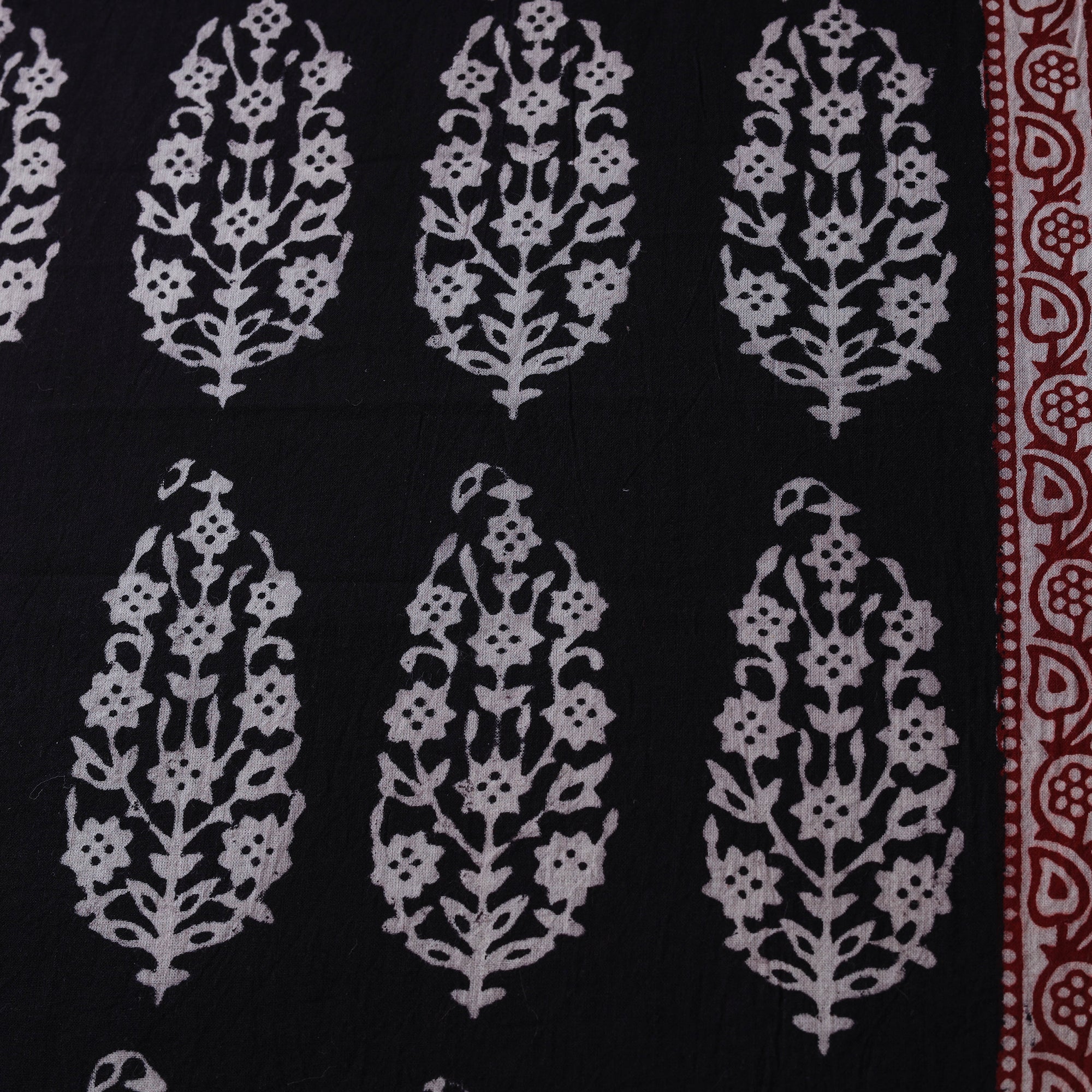 Black - Bagh Hand Block Print Natural Dyed Cotton Fabric 02 - Image 4