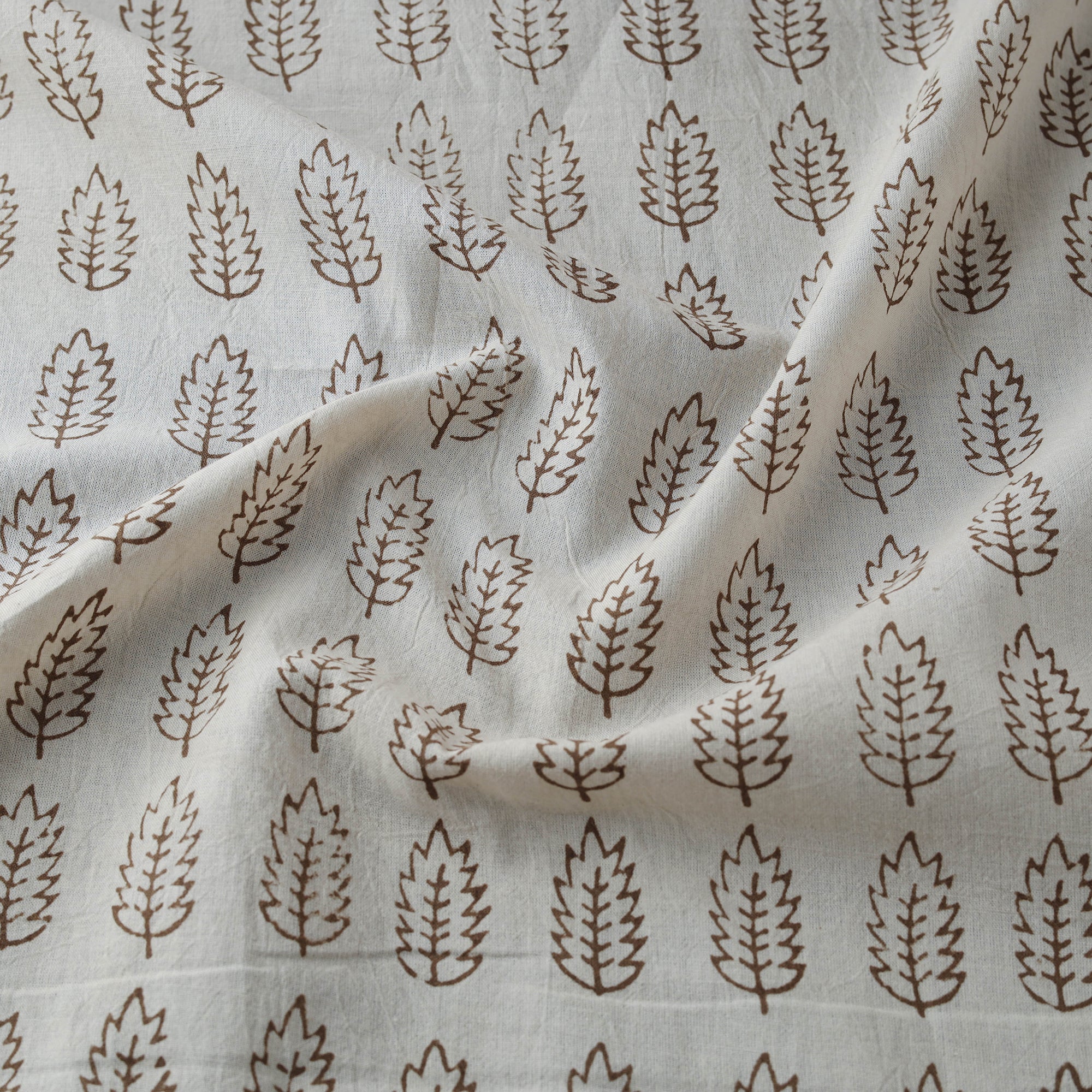 White - Bagh Hand Block Print Natural Dyed Cotton Fabric 03 - Image 3