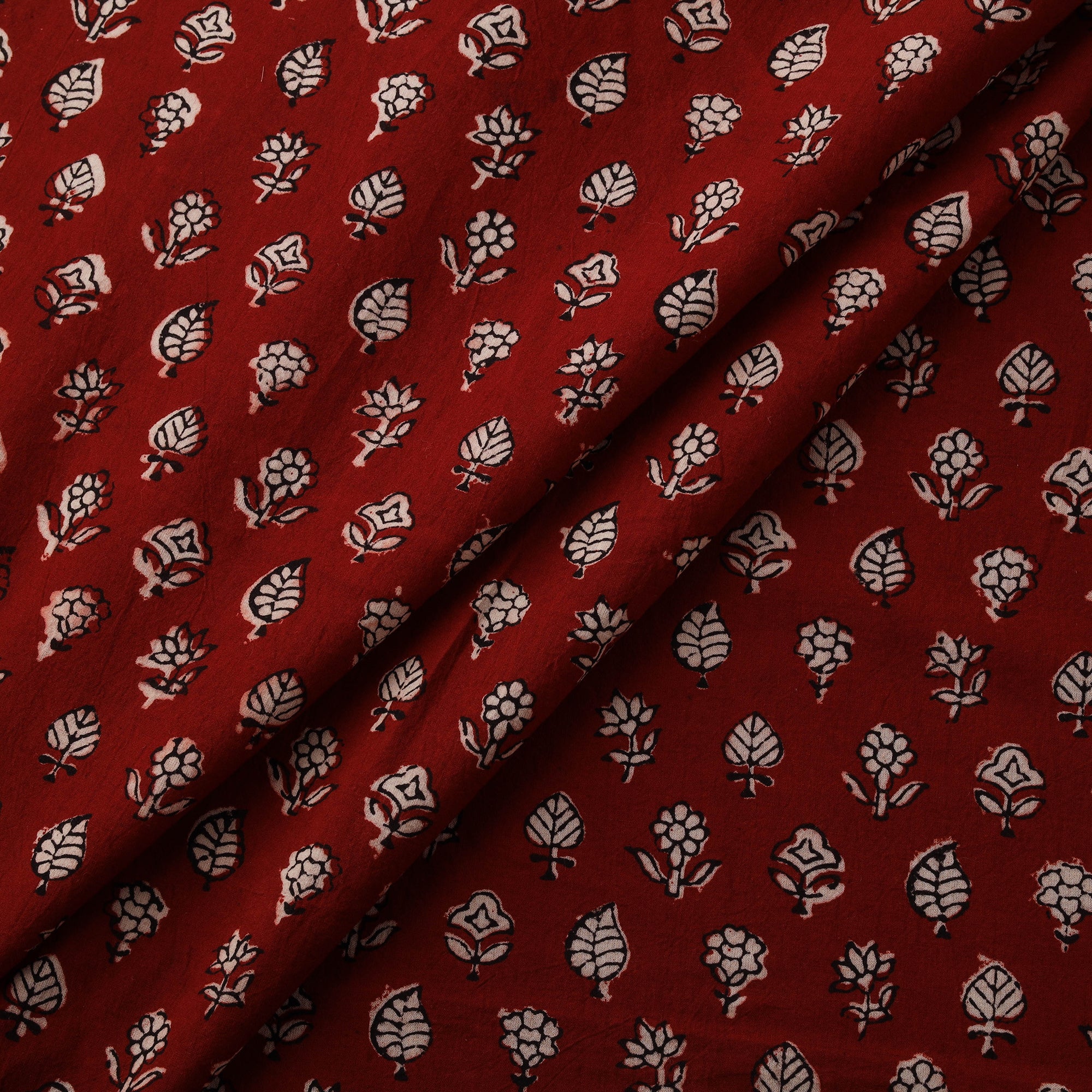 Maroon - Bagh Hand Block Print Natural Dyed Cotton Fabric 03 - Image 2