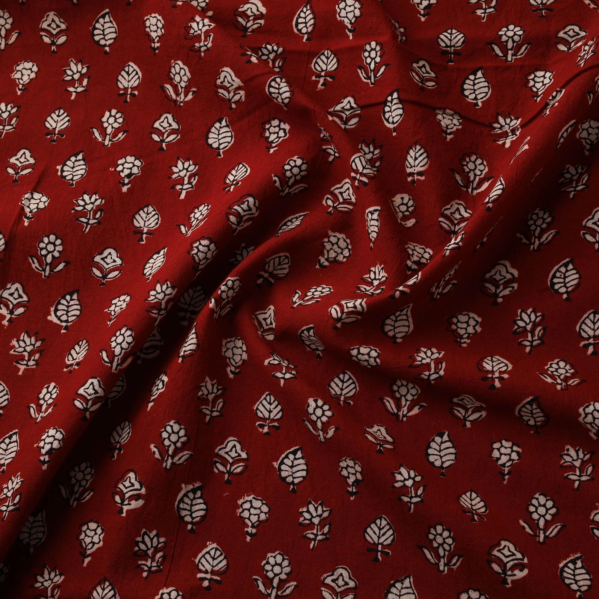 Maroon - Bagh Hand Block Print Natural Dyed Cotton Fabric 03 - Image 3