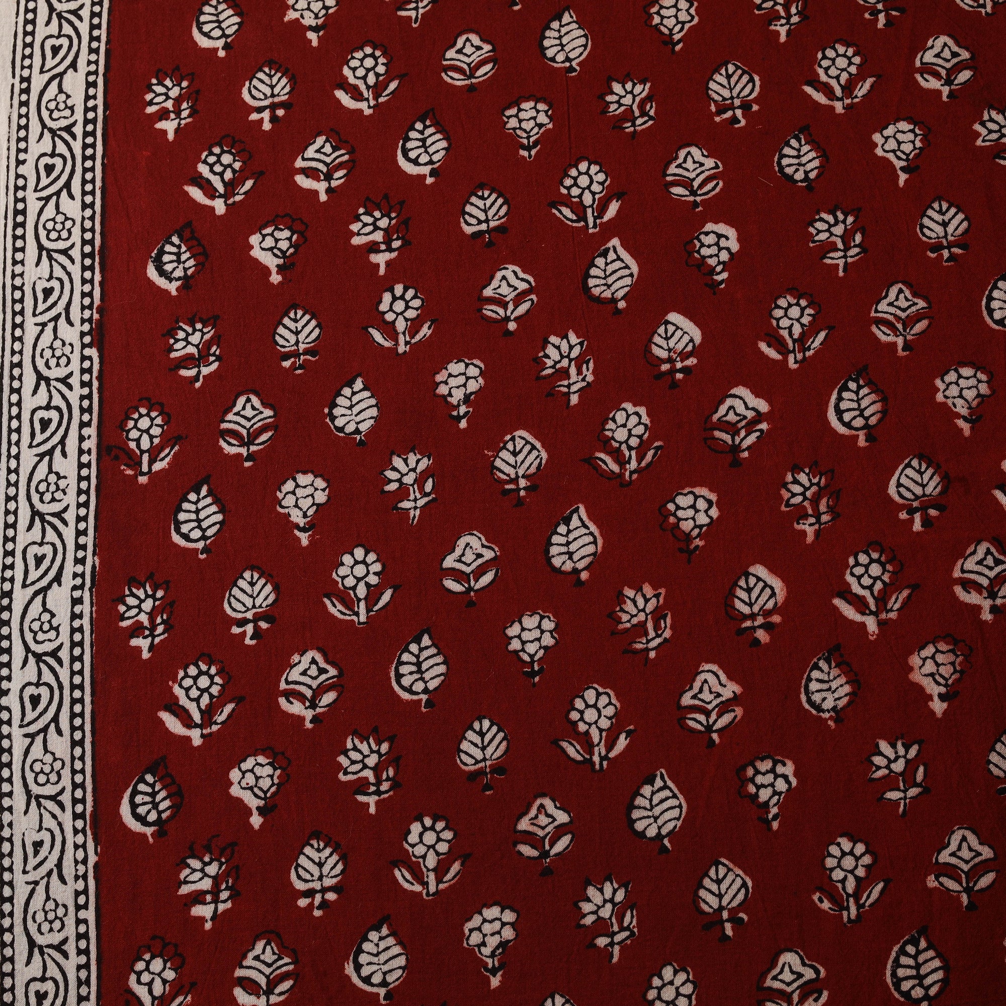 Maroon - Bagh Hand Block Print Natural Dyed Cotton Fabric 03 - Image 4