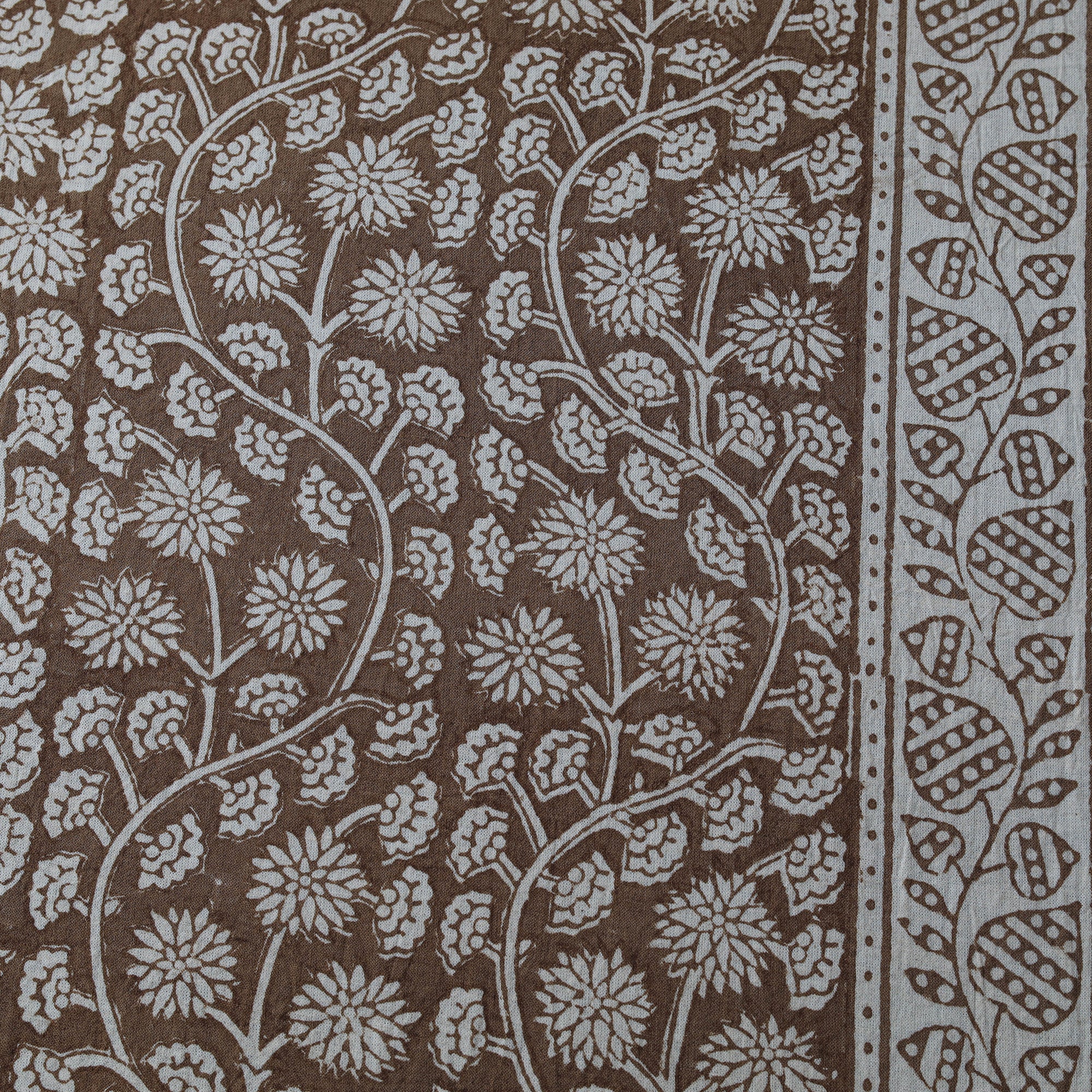Brown - Bagh Hand Block Print Natural Dyed Cotton Fabric 04 - Image 4