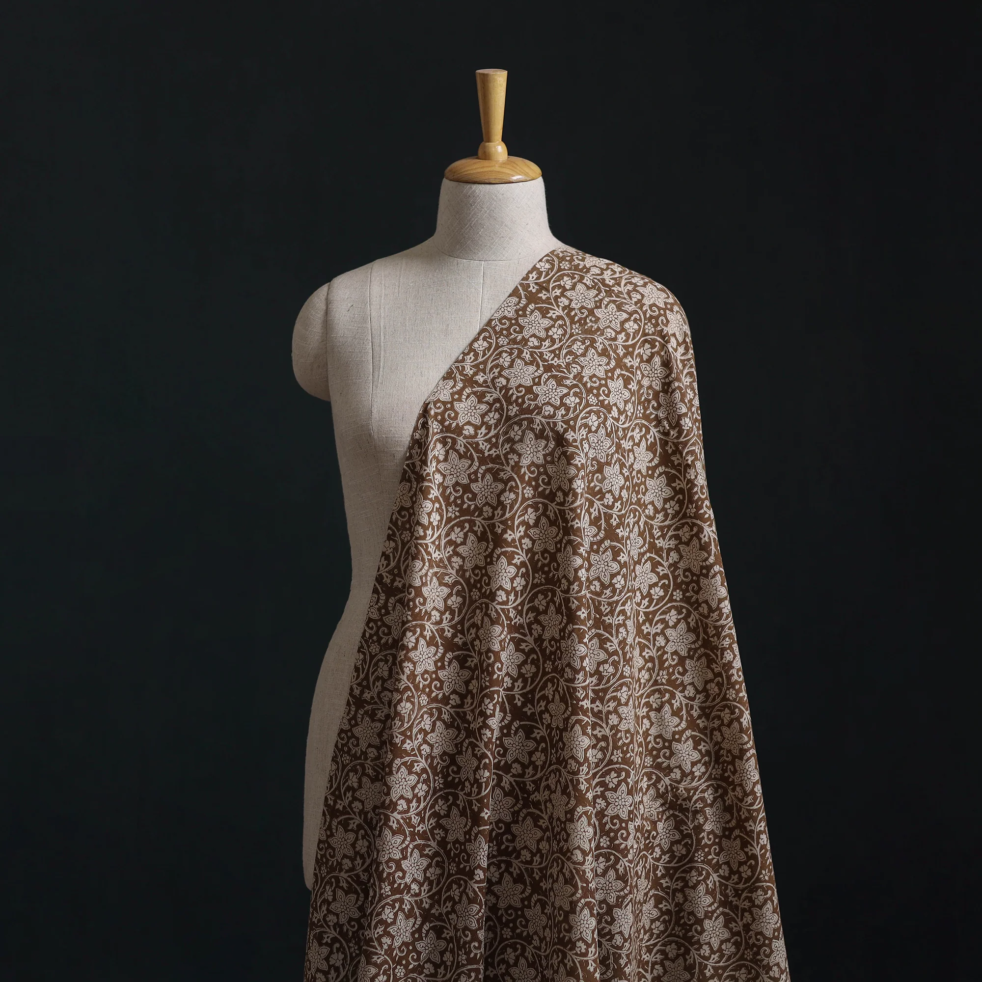 Brown - Bagh Hand Block Print Natural Dyed Cotton Fabric 05