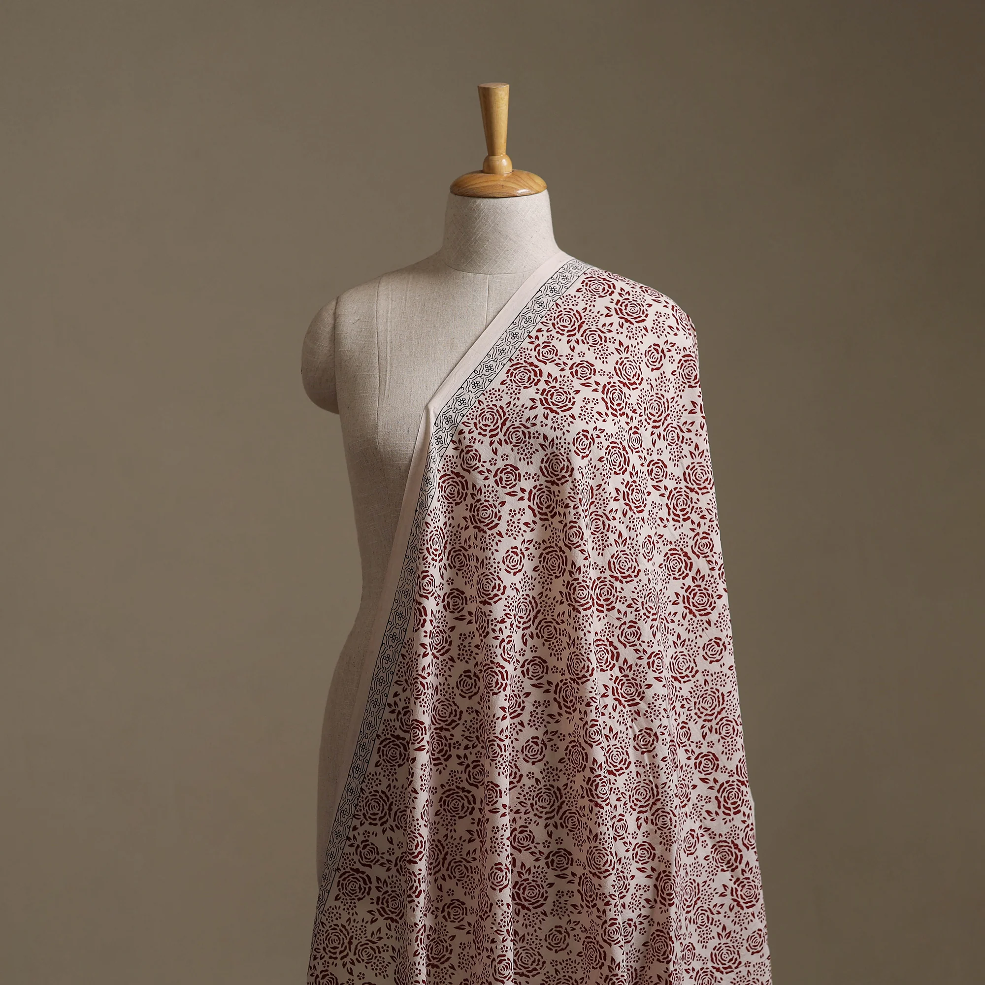 Beige - Baige - Bagh Hand Block Print Natural Dyed Cotton Fabric 05