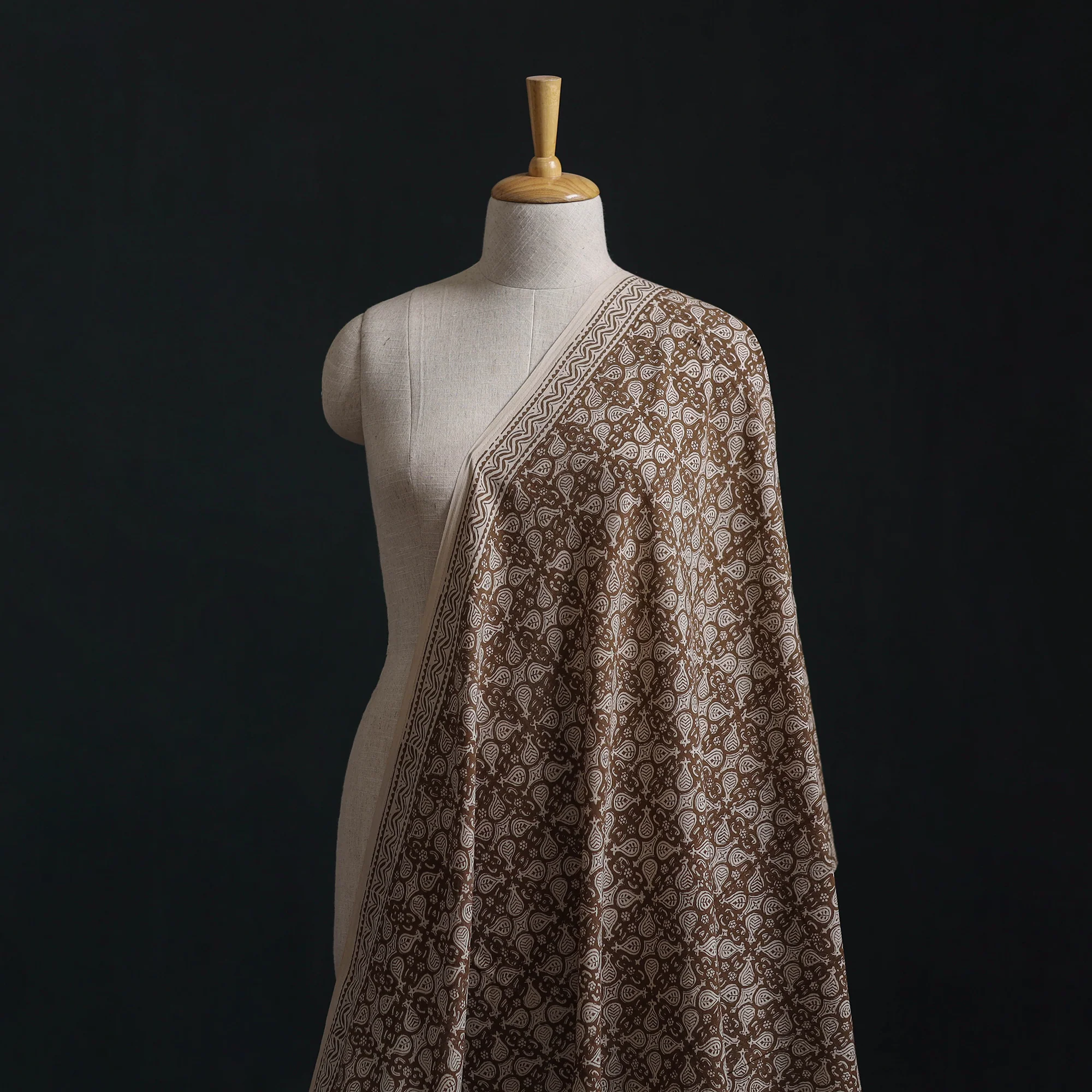 Brown - Bagh Hand Block Print Natural Dyed Cotton Fabric 06