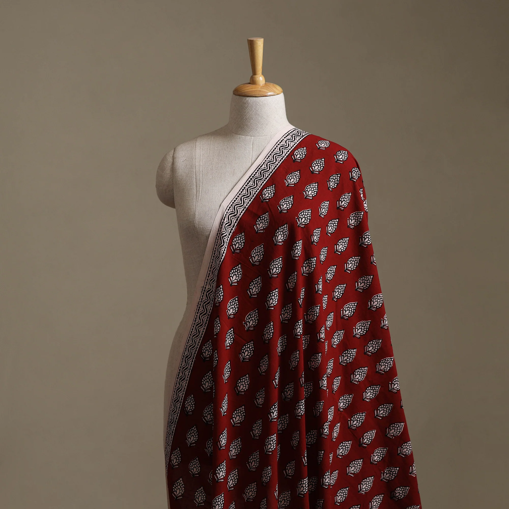 Maroon - Bagh Hand Block Print Natural Dyed Cotton Fabric 06