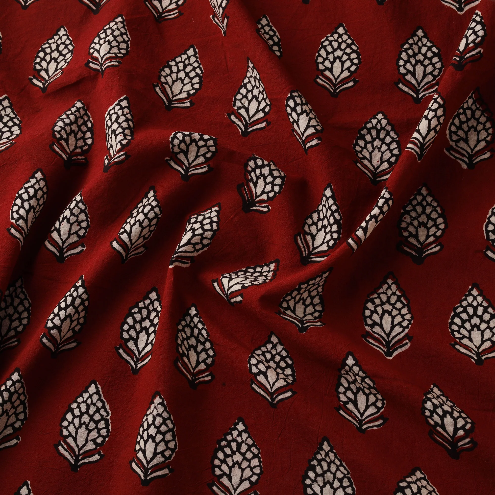 Maroon - Bagh Hand Block Print Natural Dyed Cotton Fabric 06 - Image 3