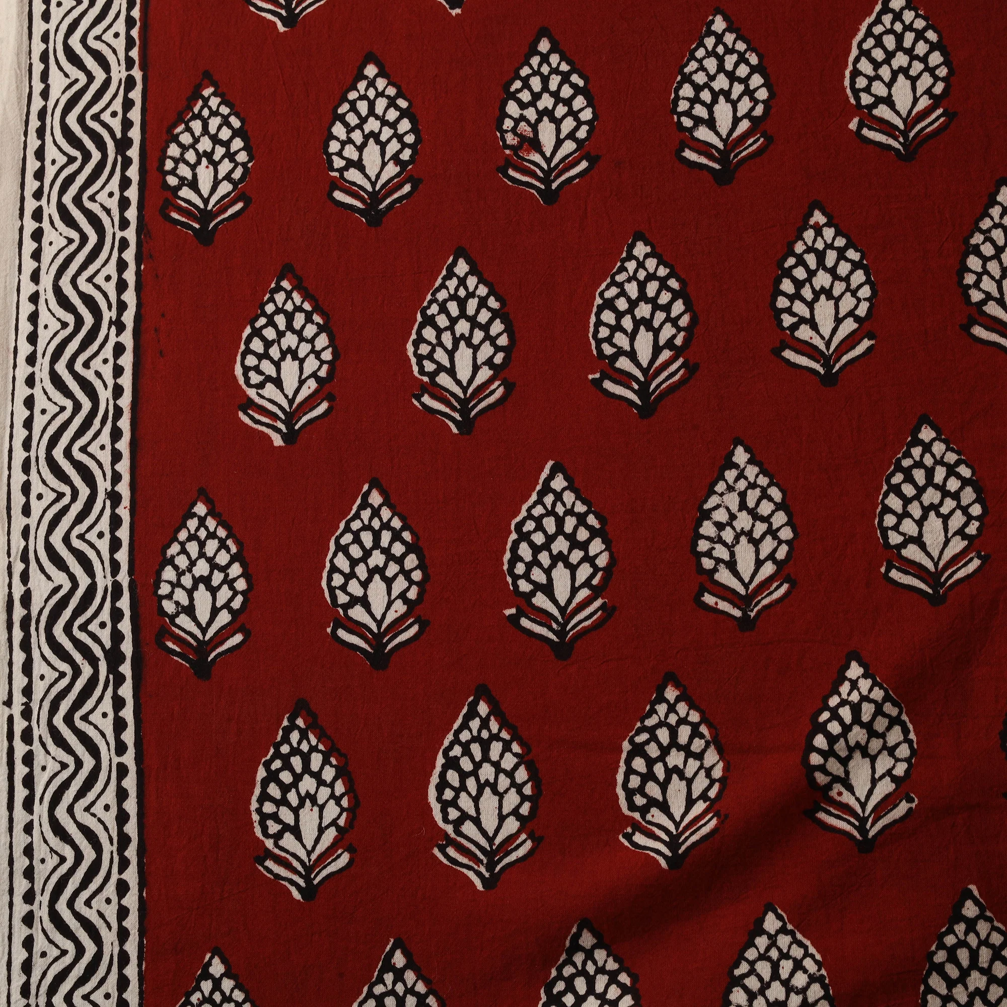 Maroon - Bagh Hand Block Print Natural Dyed Cotton Fabric 06 - Image 4