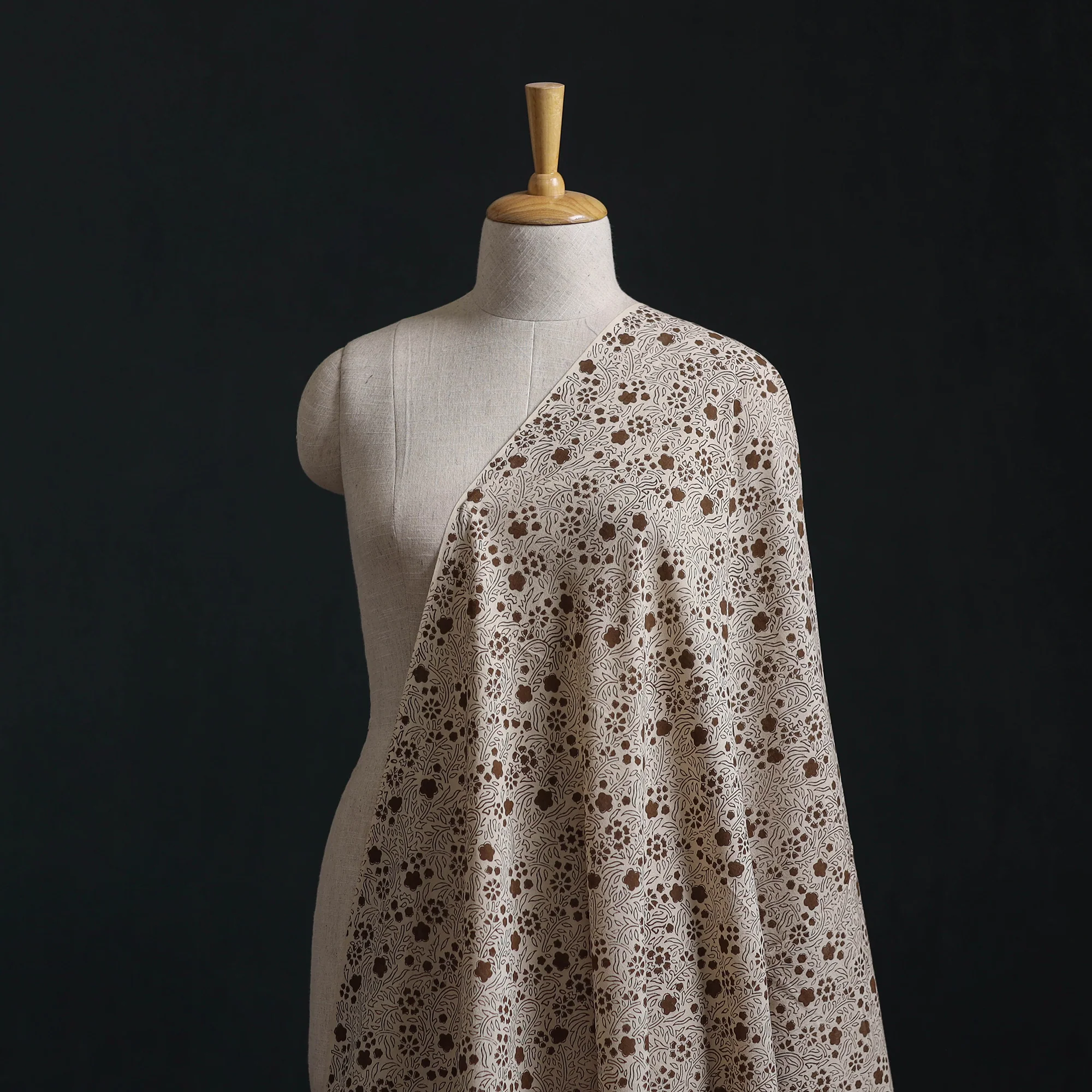 Beige - Bagh Hand Block Print Natural Dyed Cotton Fabric 08