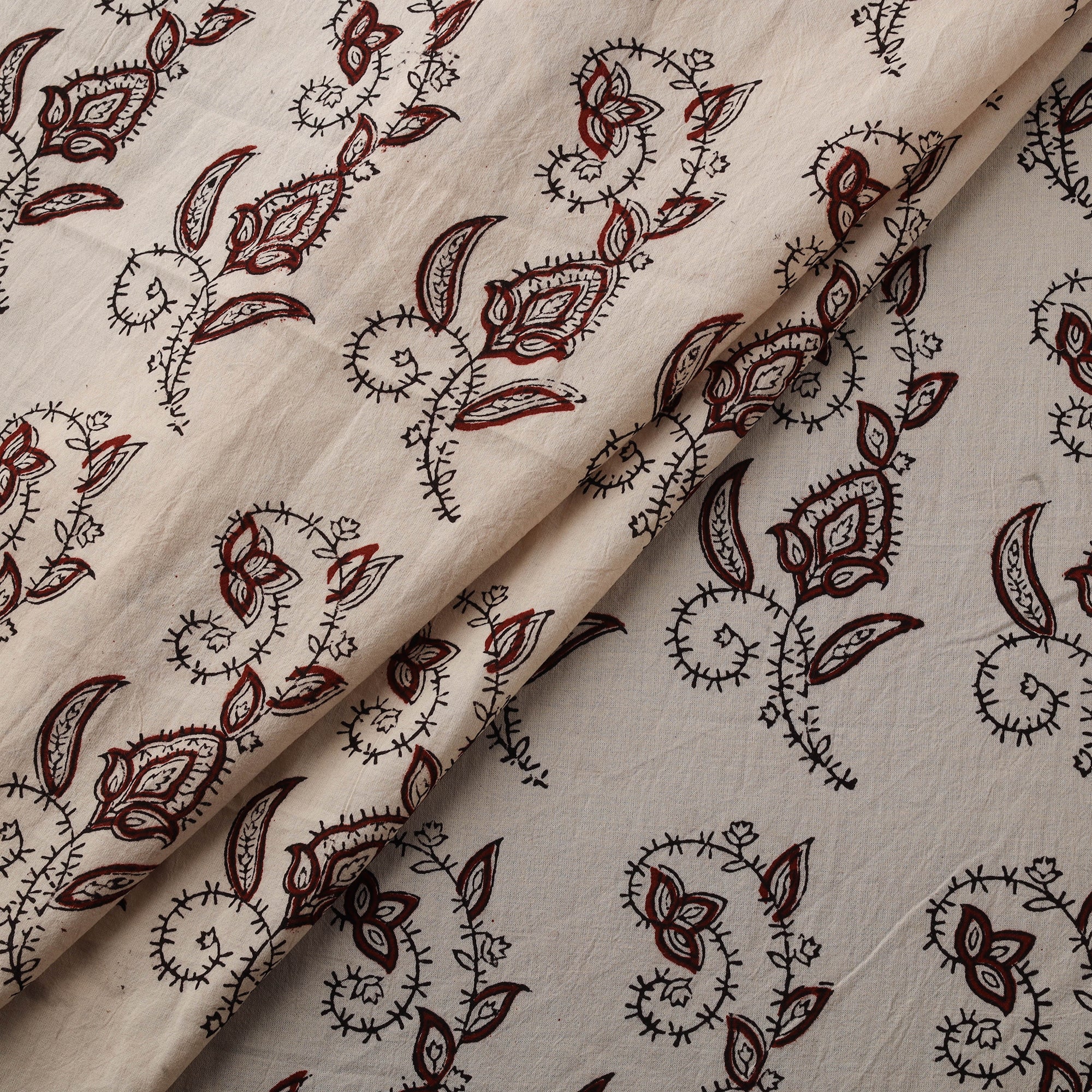 Beige - Bagh Hand Block Print Natural Dyed Cotton Fabric 09 - Image 2