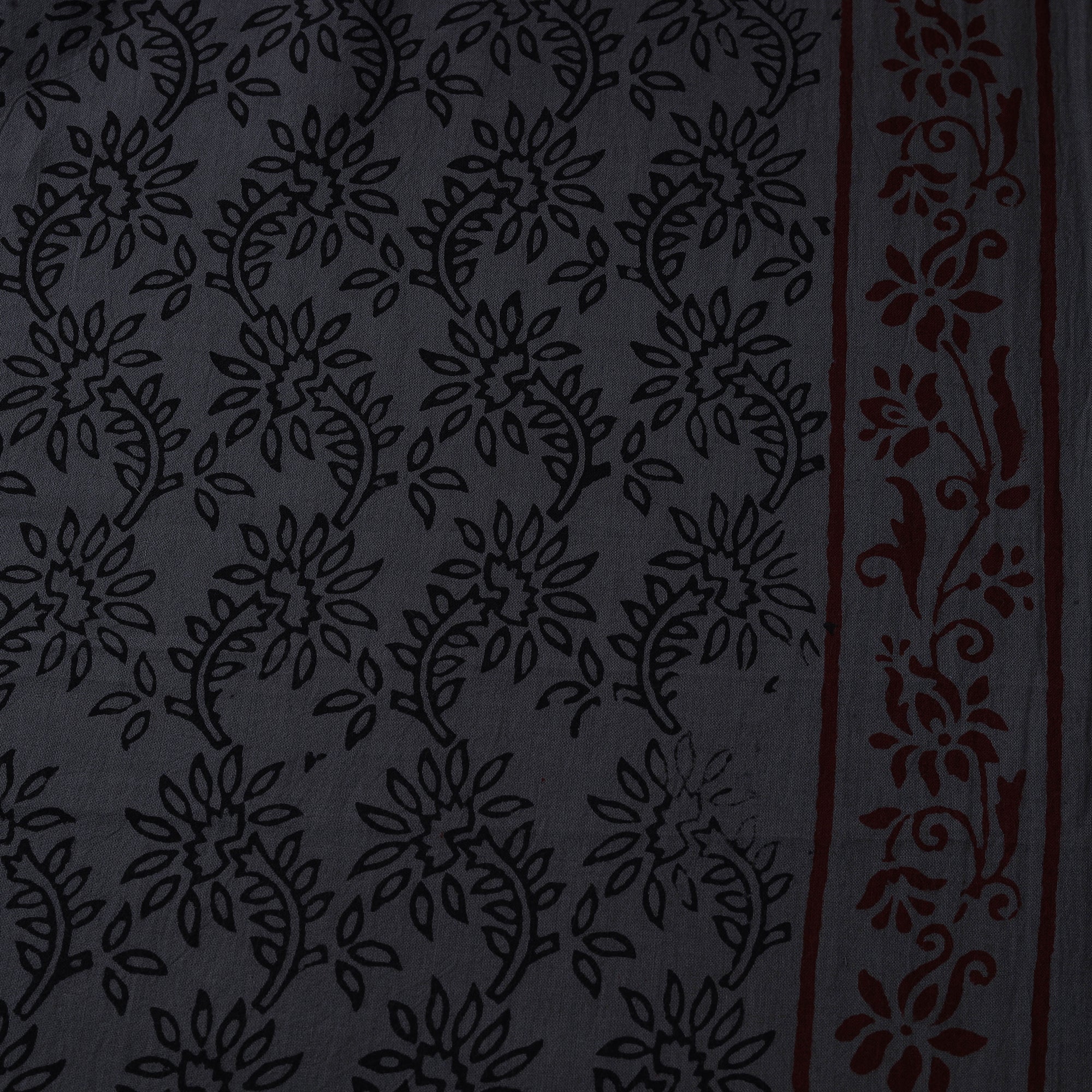 Grey - Bagh Hand Block Print Natural Dyed Cotton Fabric 10 - Image 4