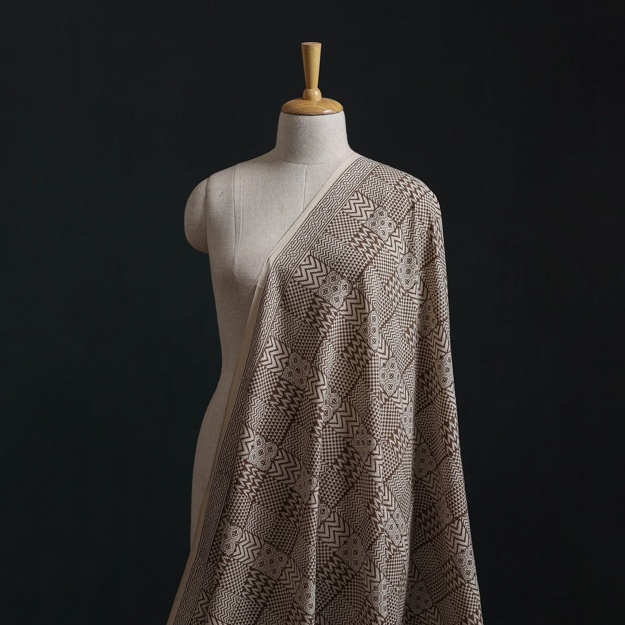 Brown - Bagh Hand Block Print Natural Dyed Cotton Fabric 11