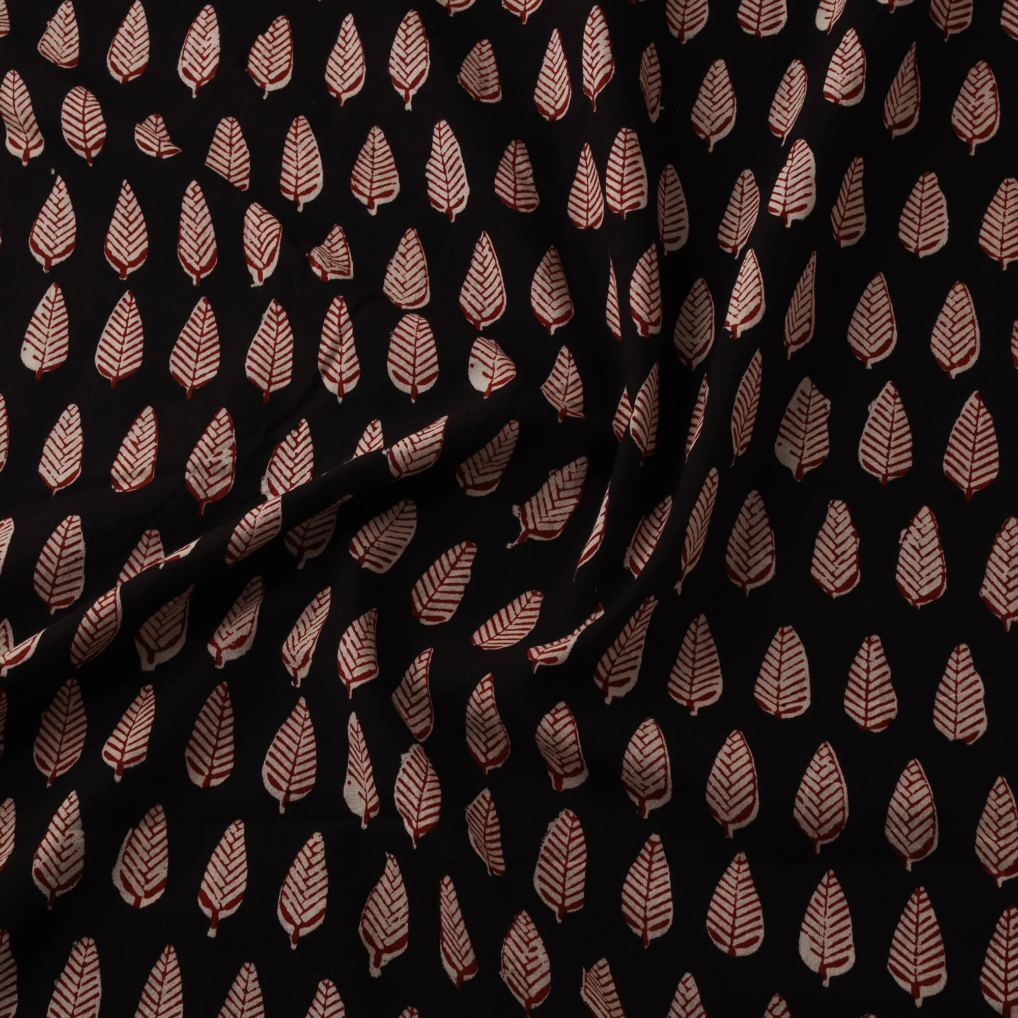 Black - Brown - Bagh Hand Block Print Natural Dyed Cotton Fabric 11 - Image 3
