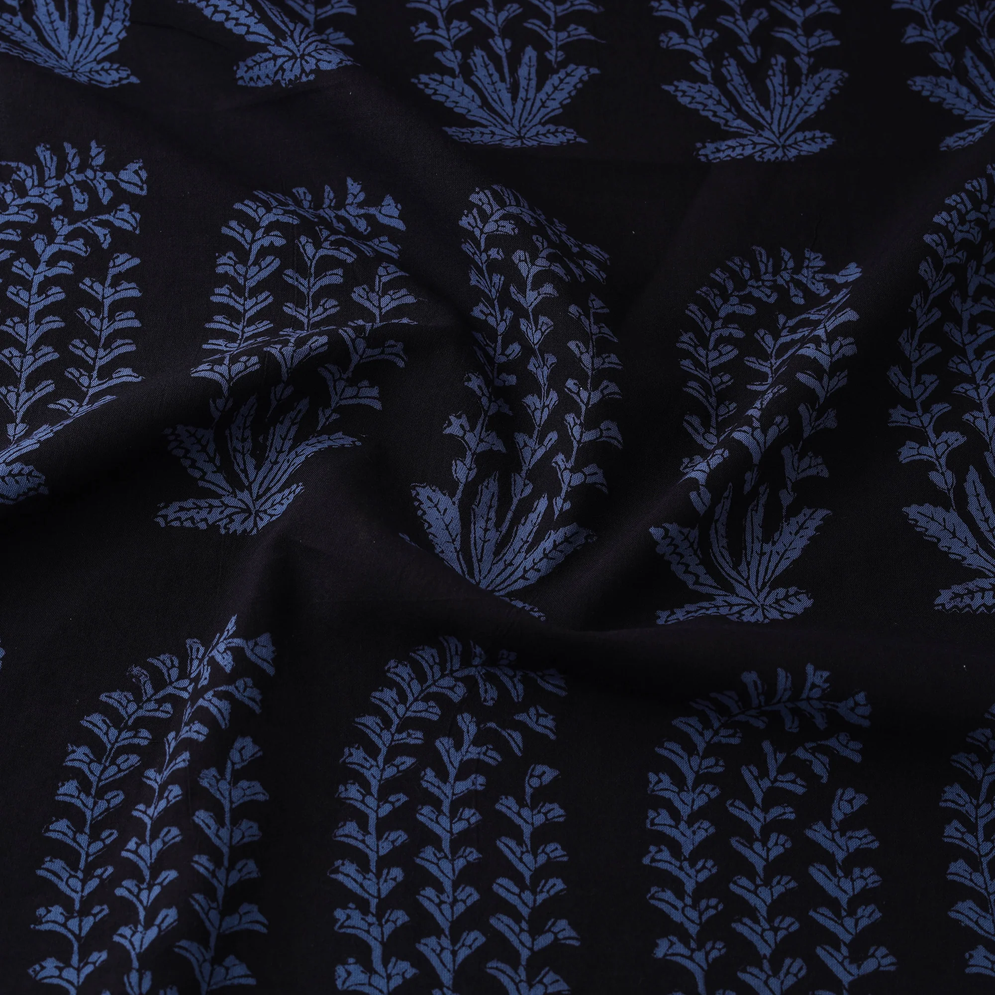 Black - Bagh Hand Block Print Natural Dyed Cotton Fabric 12 - Image 3