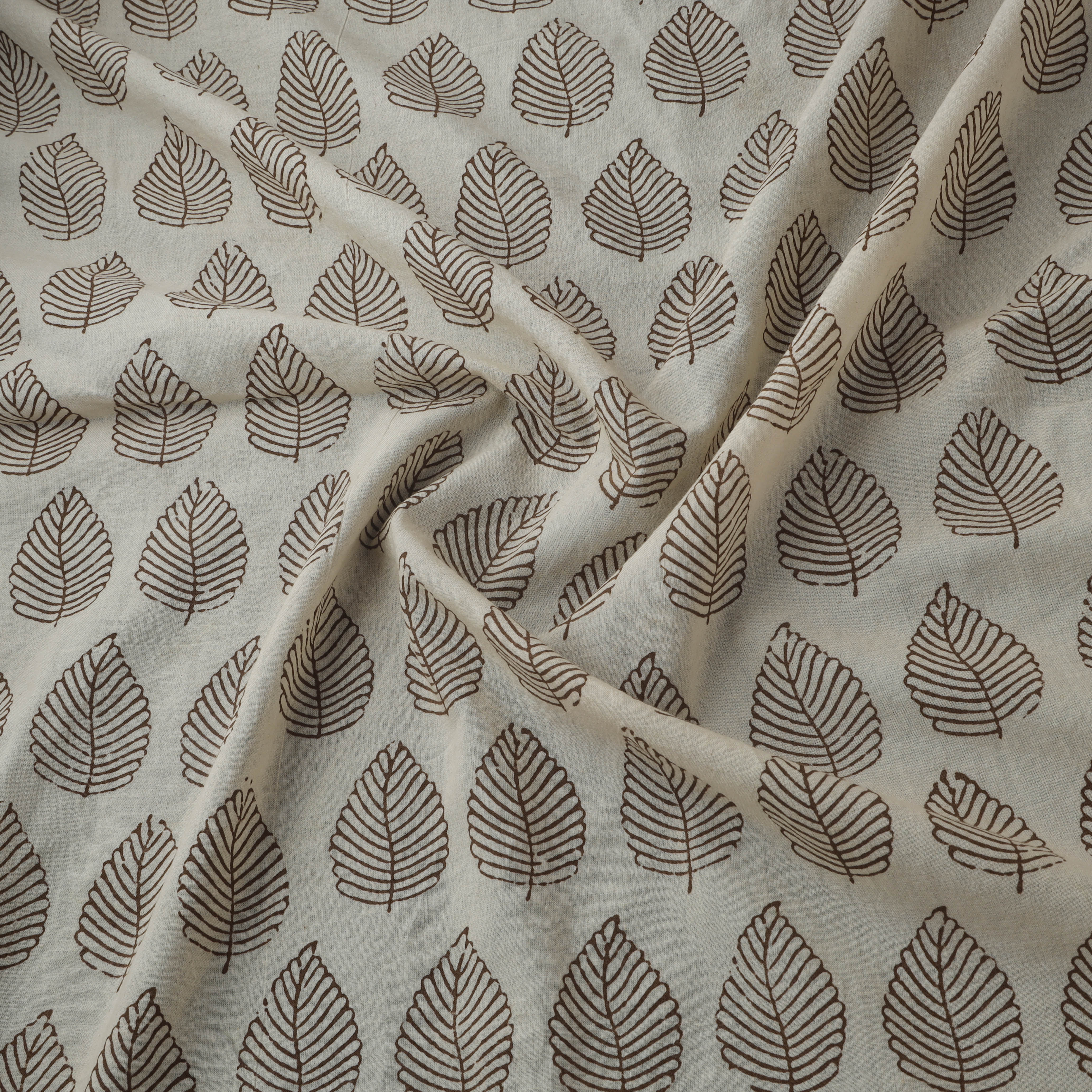Beige - Bagh Hand Block Print Natural Dyed Cotton Fabric 12 - Image 3