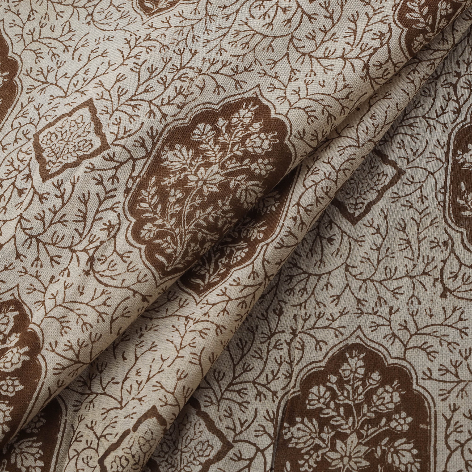 Beige - Bagh Hand Block Print Natural Dyed Cotton Fabric 13 - Image 2