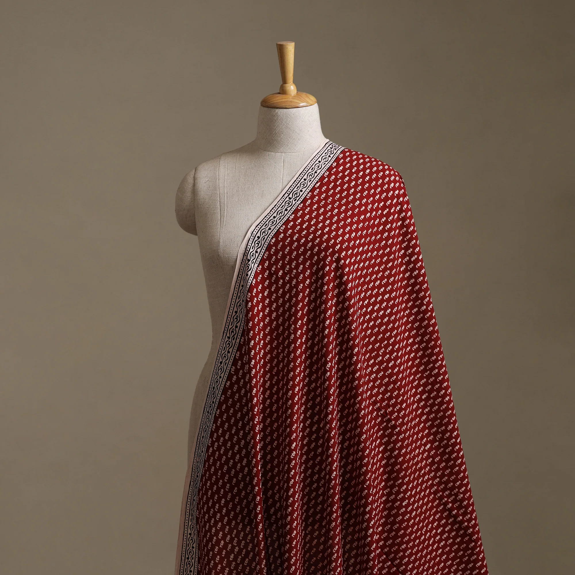 Red - Bagh Hand Block Print Natural Dyed Cotton Fabric 13