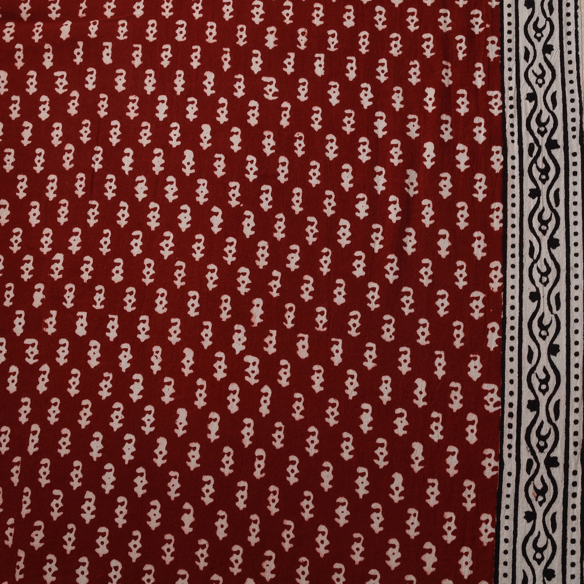 Red - Bagh Hand Block Print Natural Dyed Cotton Fabric 13 - Image 4