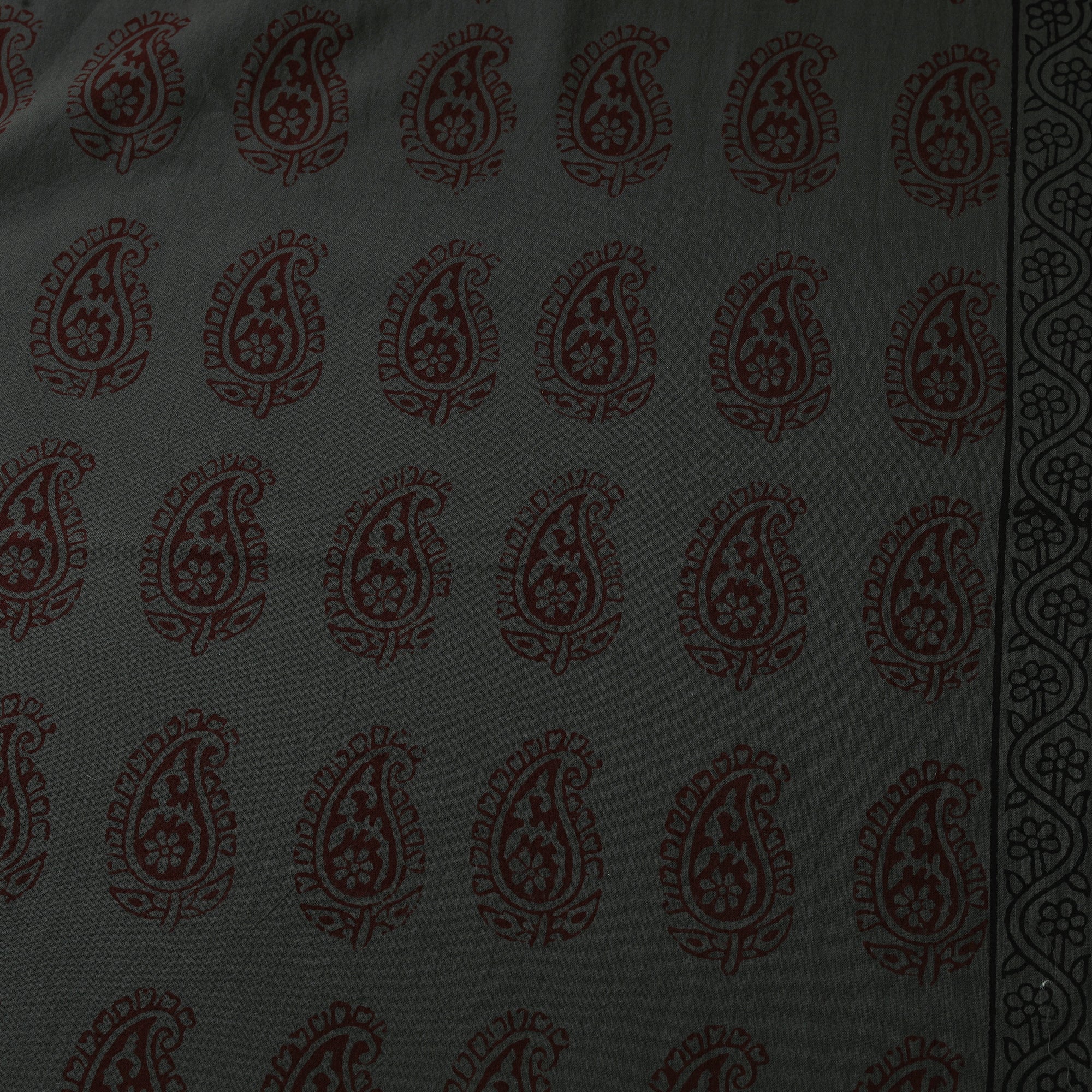 Green - Bagh Hand Block Print Natural Dyed Cotton Fabric 14 - Image 4