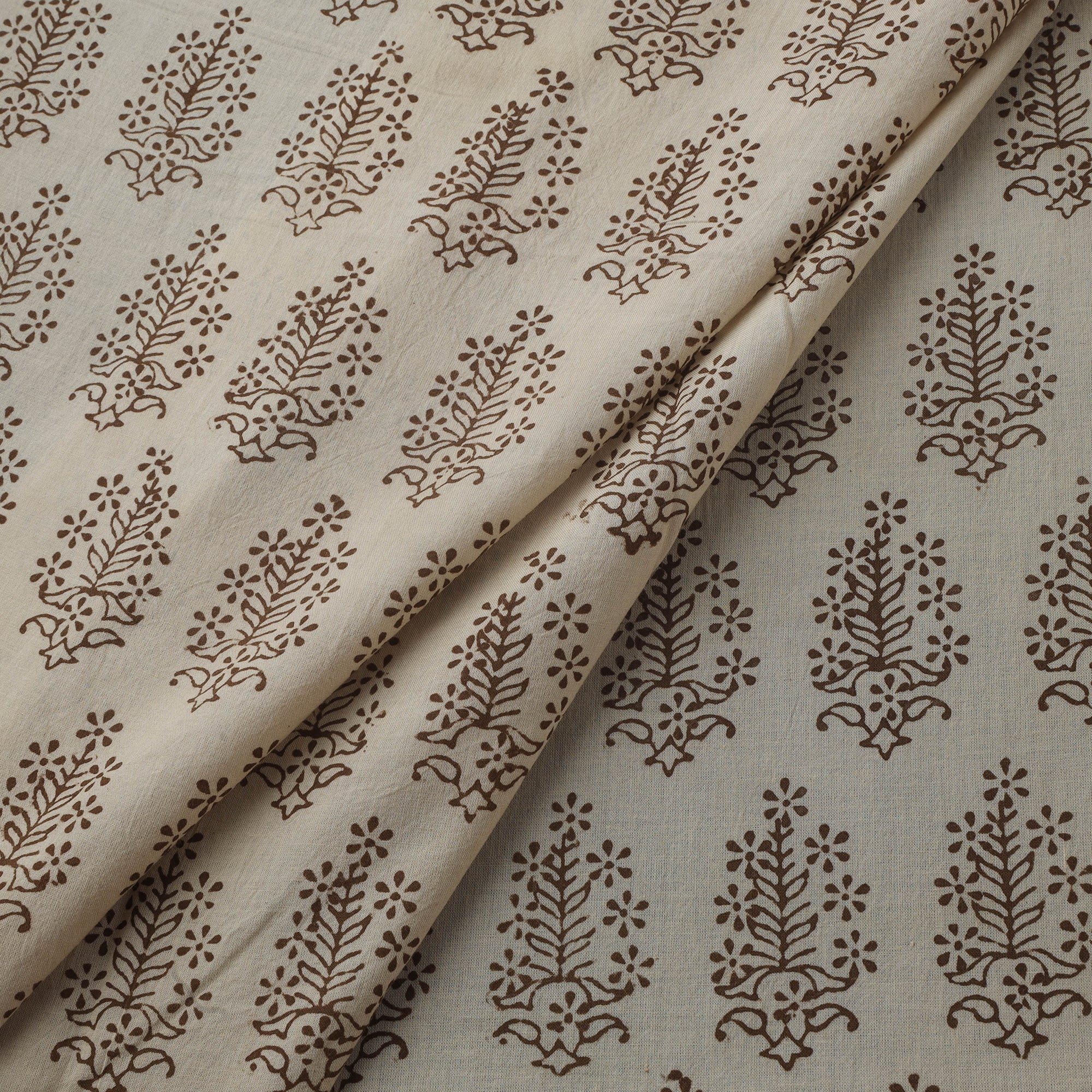 Beige - Bagh Hand Block Print Natural Dyed Cotton Fabric 14 - Image 2