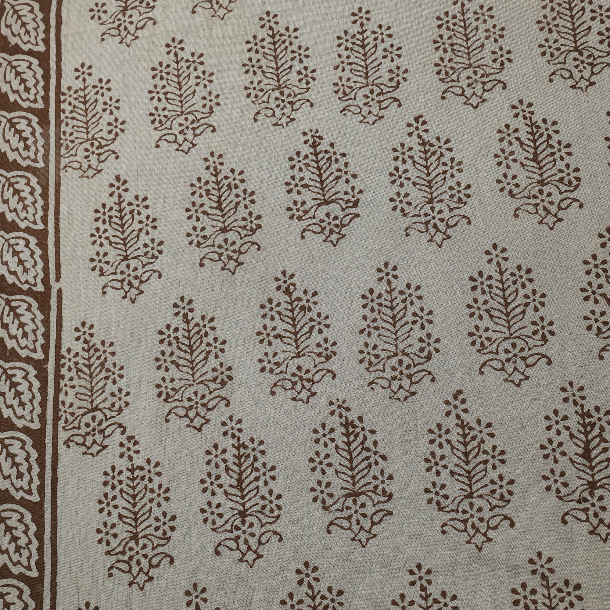 Beige - Bagh Hand Block Print Natural Dyed Cotton Fabric 14 - Image 4