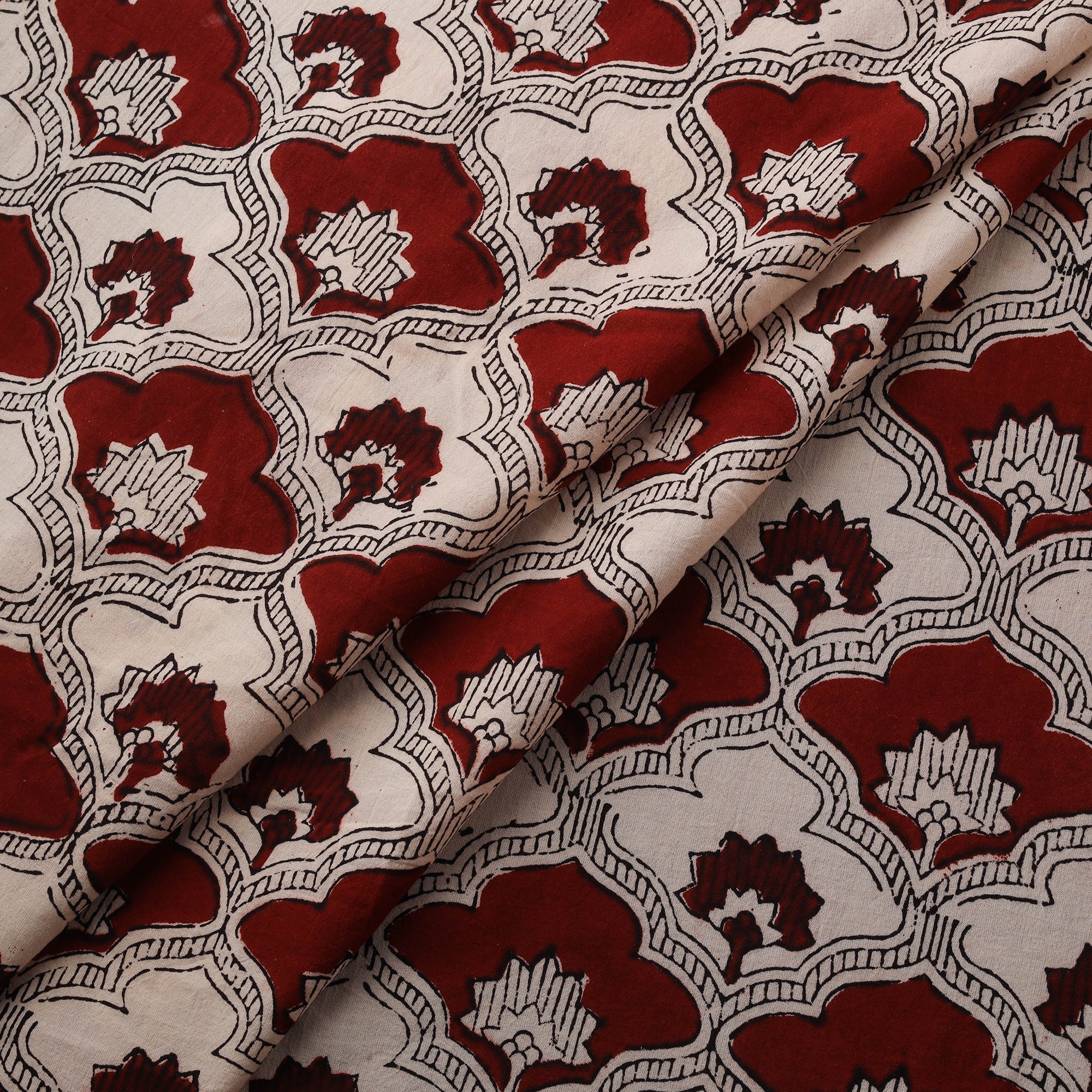 Red - Bagh Hand Block Print Natural Dyed Cotton Fabric 14 - Image 2