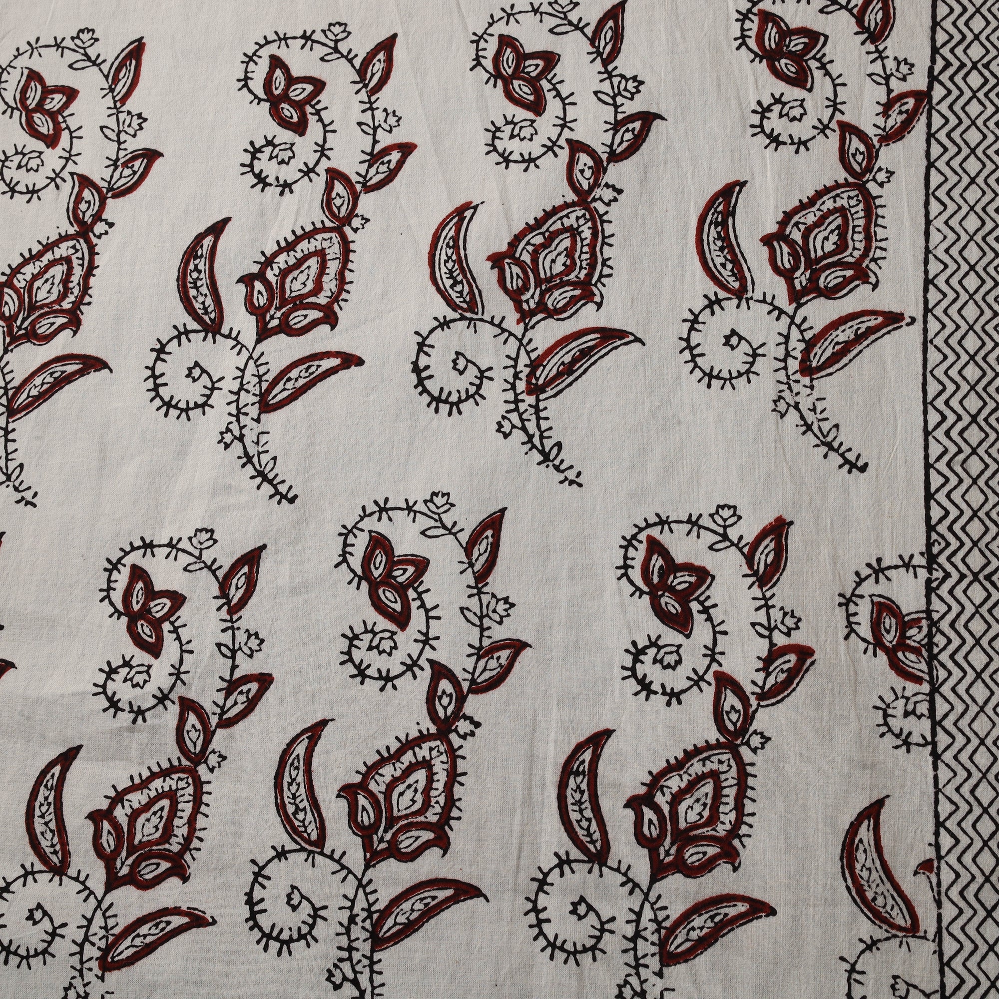 Beige - Cream - Bagh Hand Block Print Natural Dyed Cotton Fabric 15 - Image 4