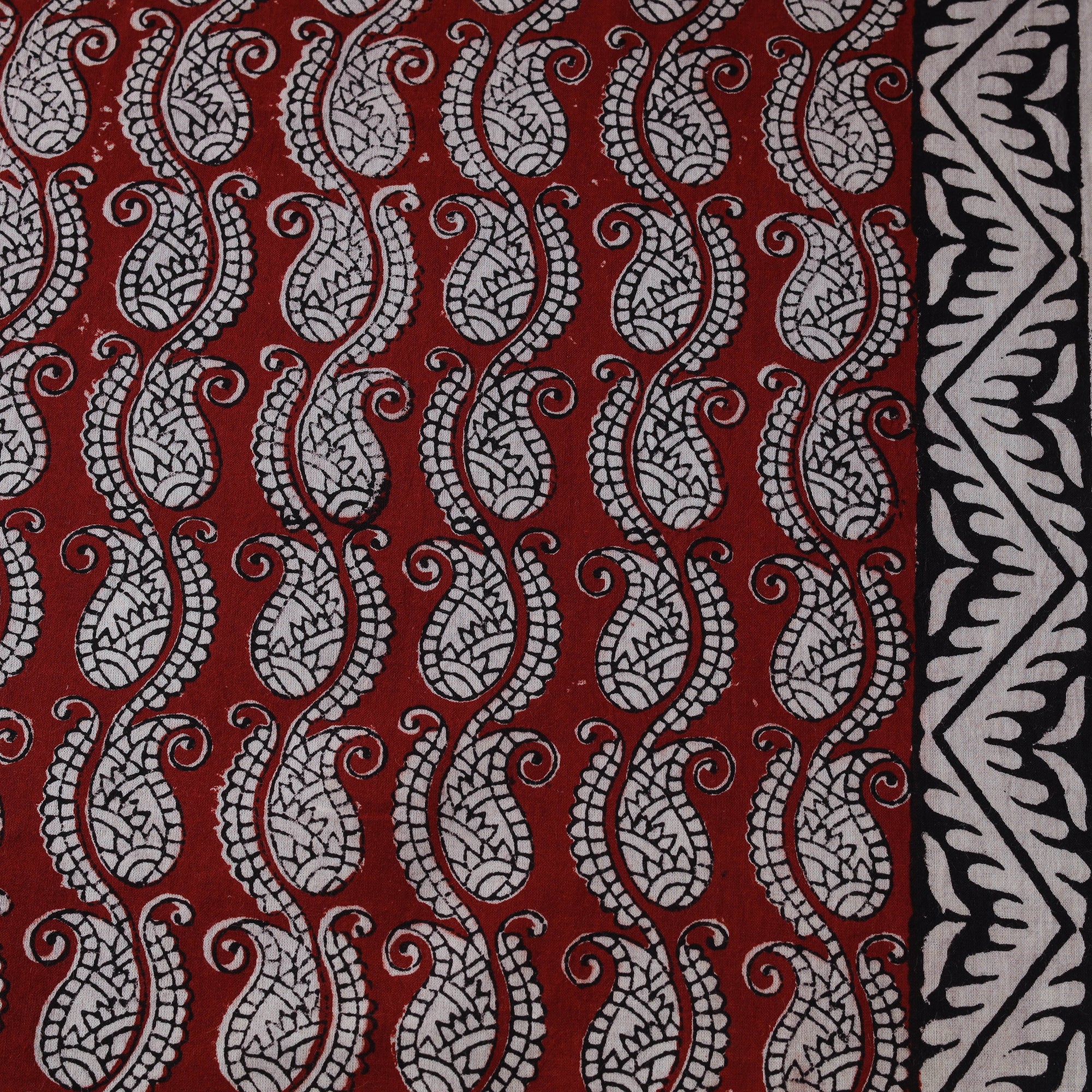 Red - Bagh Hand Block Print Natural Dyed Cotton Fabric 16 - Image 4
