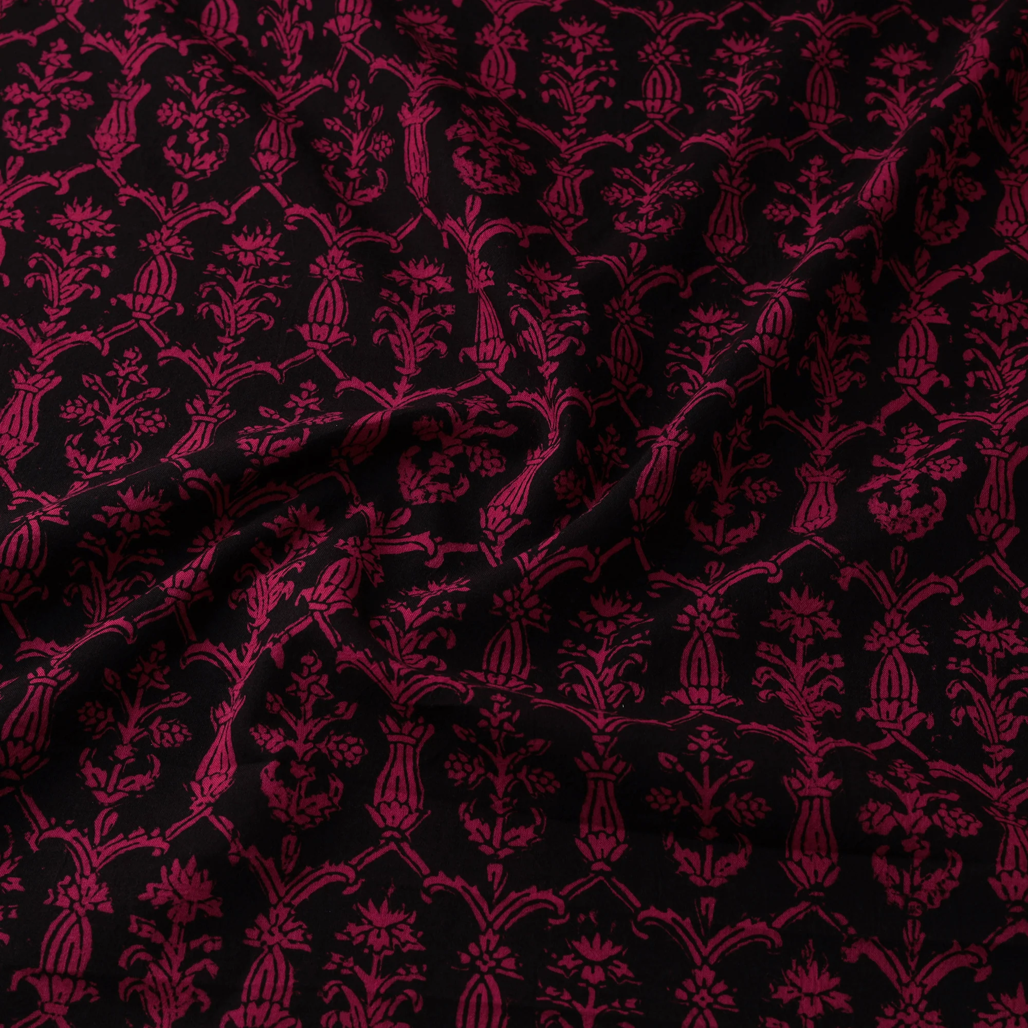 Black - Bagh Hand Block Print Natural Dyed Cotton Fabric 18 - Image 3
