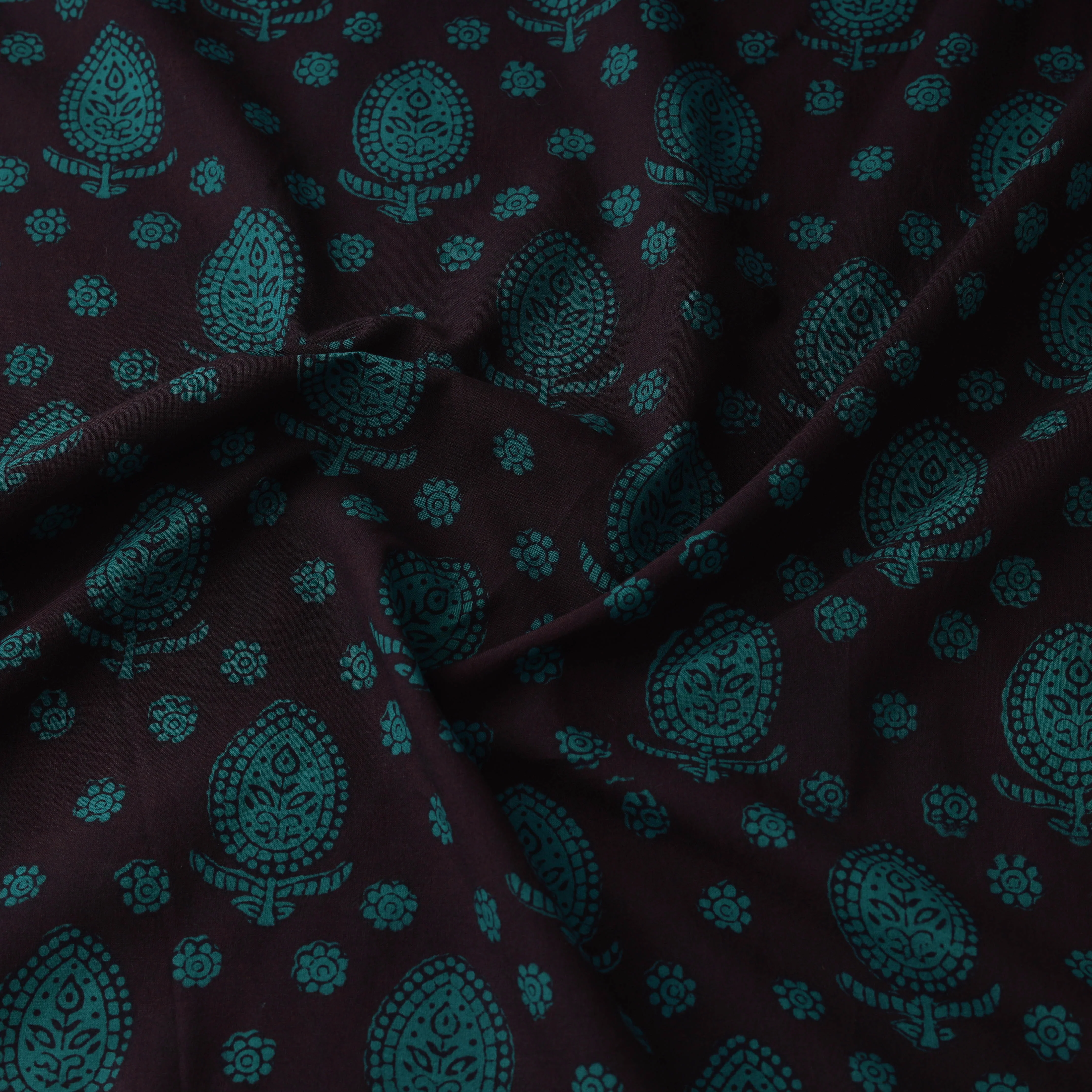 Black - Bagh Hand Block Print Natural Dyed Cotton Fabric 22 - Image 3