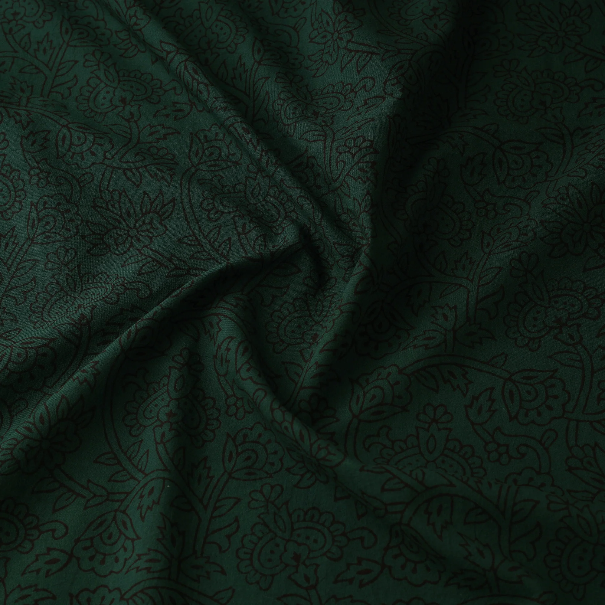 Green - Bagh Hand Block Print Natural Dyed Cotton Fabric 24 - Image 3