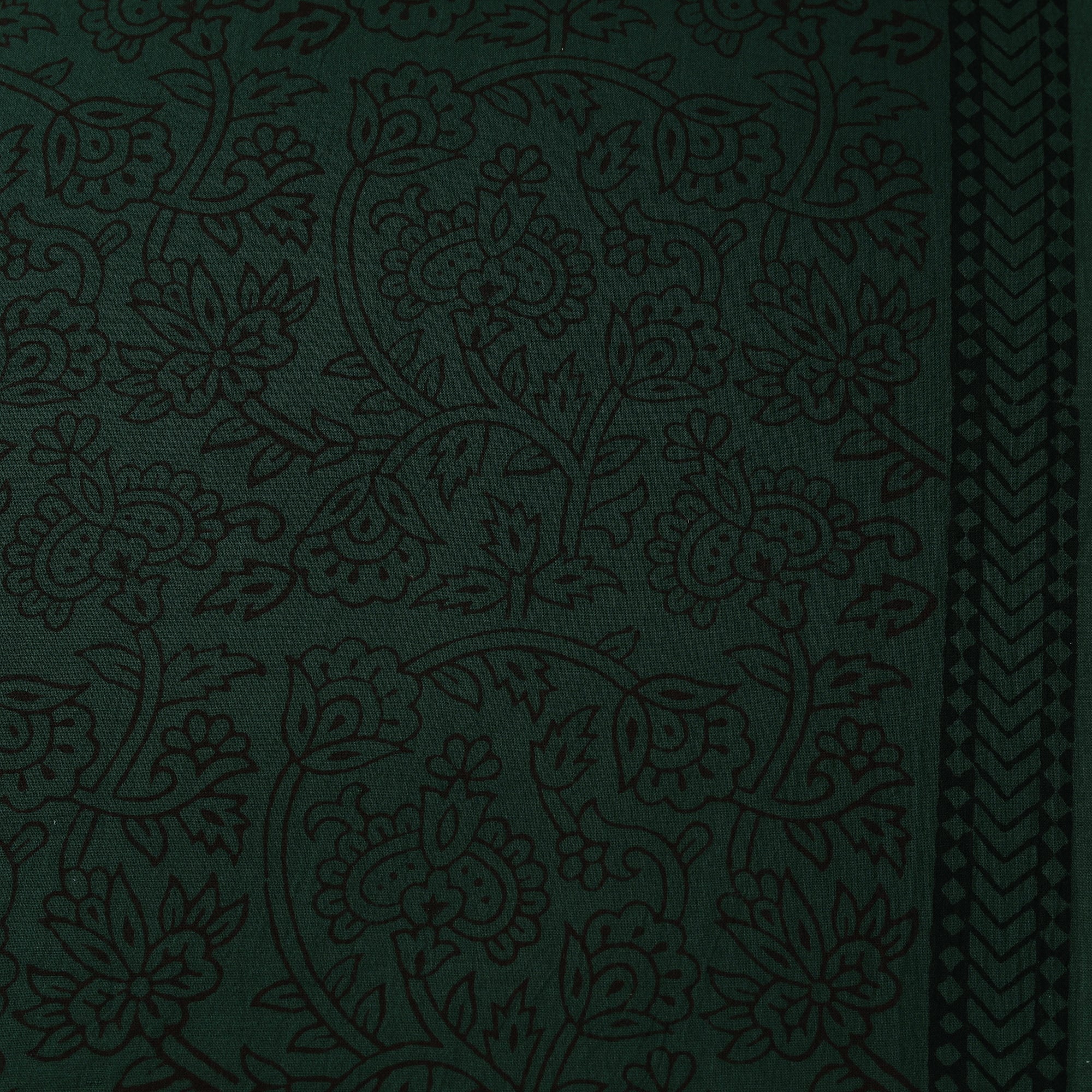 Green - Bagh Hand Block Print Natural Dyed Cotton Fabric 24 - Image 4