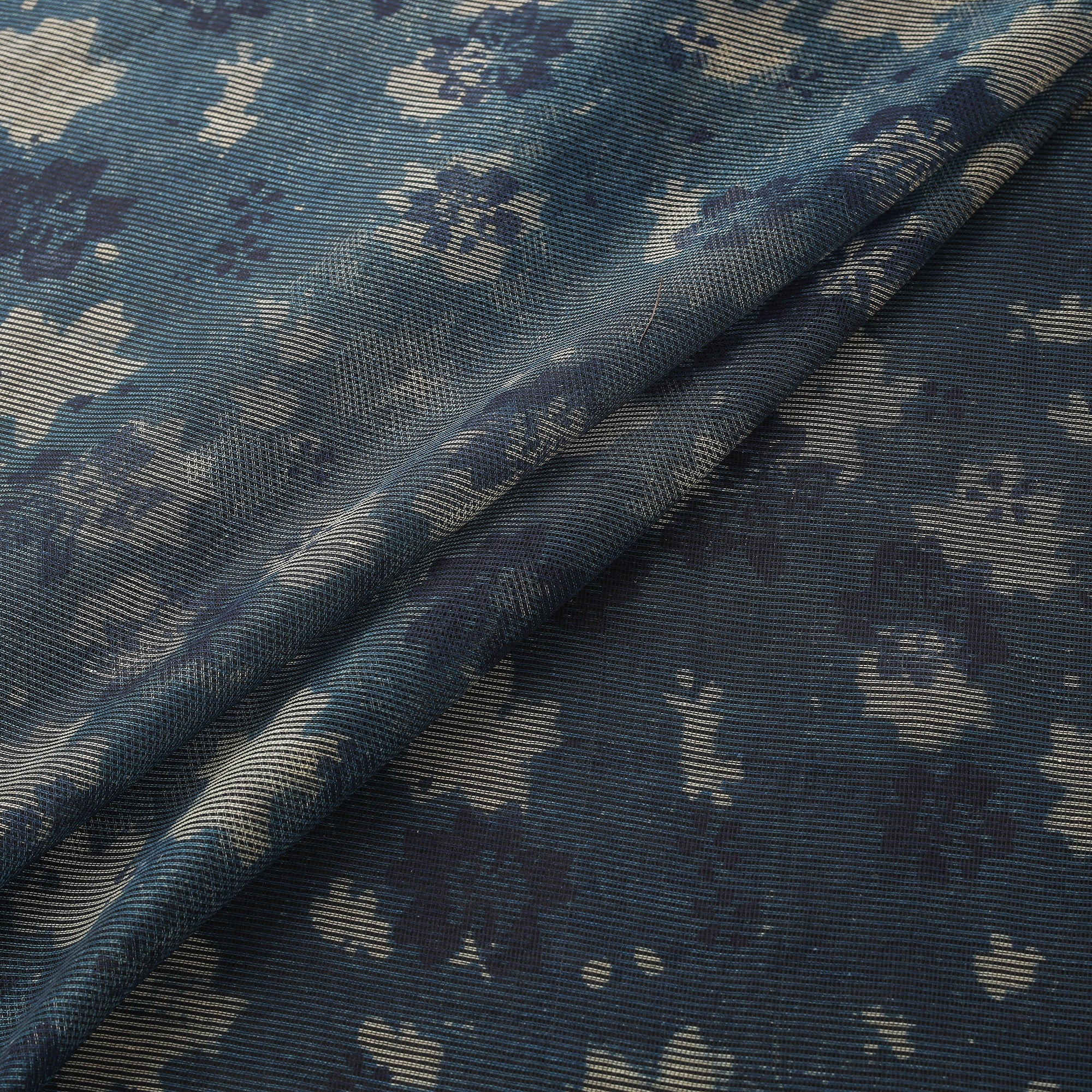 Blue - Bagru Indigo Hand Block Print Kota Doria Natural Dyed Cotton Fabric 03