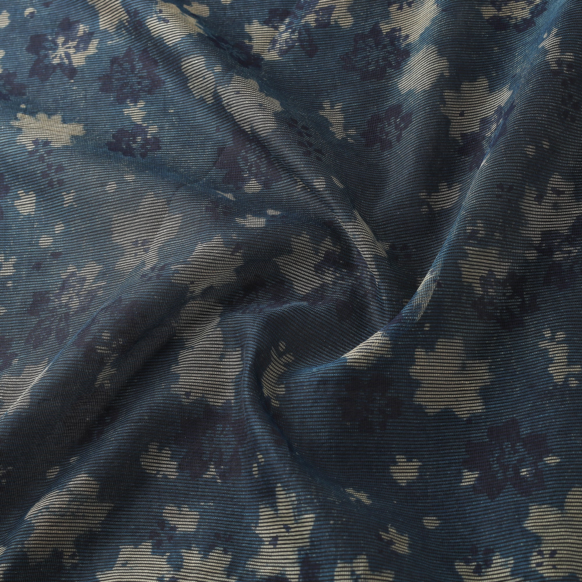 Blue - Bagru Indigo Hand Block Print Kota Doria Natural Dyed Cotton Fabric 03 - Image 3
