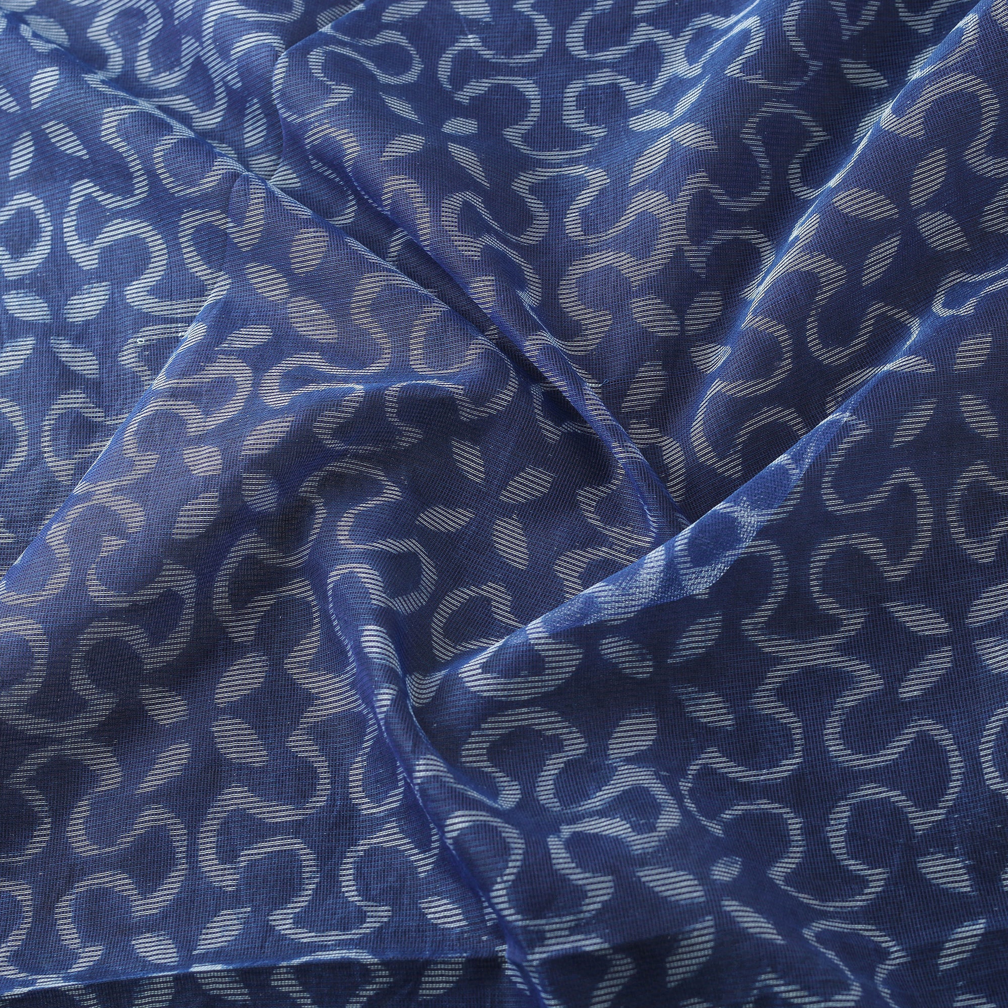 Blue - Bagru Indigo Hand Block Print Kota Doria Natural Dyed Cotton Fabric 04 - Image 3