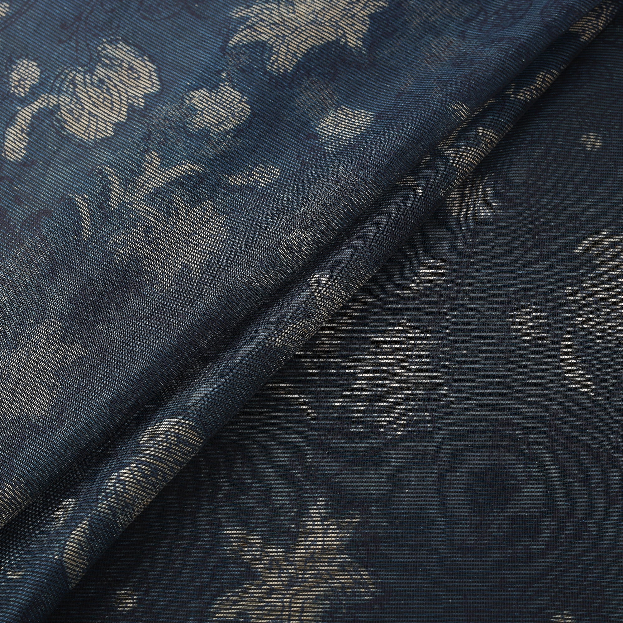 Blue - Bagru Indigo Hand Block Print Kota Doria Natural Dyed Cotton Fabric 07