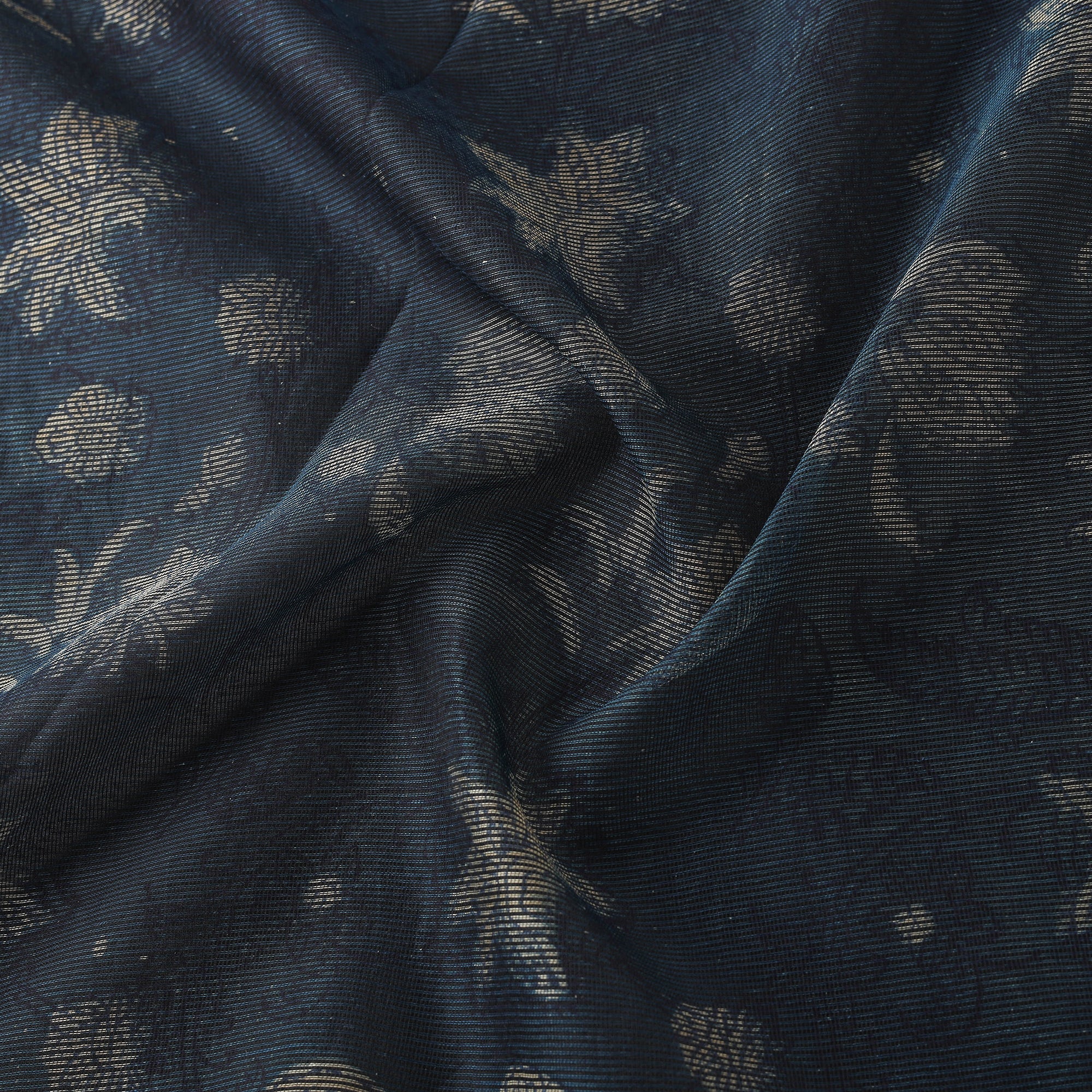 Blue - Bagru Indigo Hand Block Print Kota Doria Natural Dyed Cotton Fabric 07 - Image 3