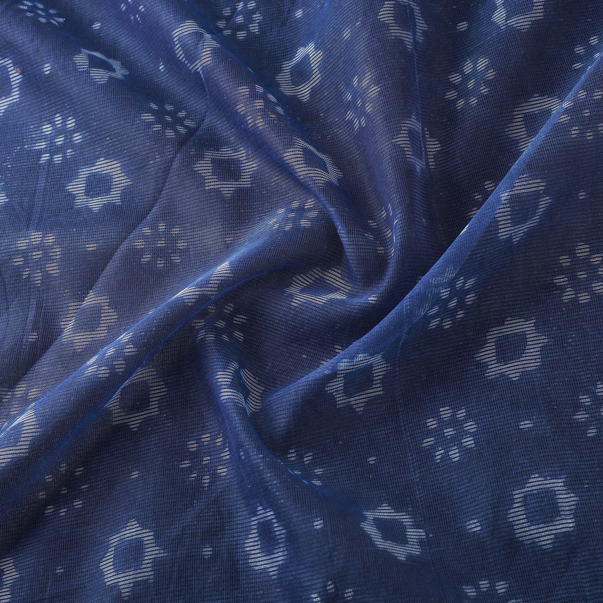 Blue - Bagru Indigo Hand Block Print Kota Doria Natural Dyed Cotton Fabric 10 - Image 3