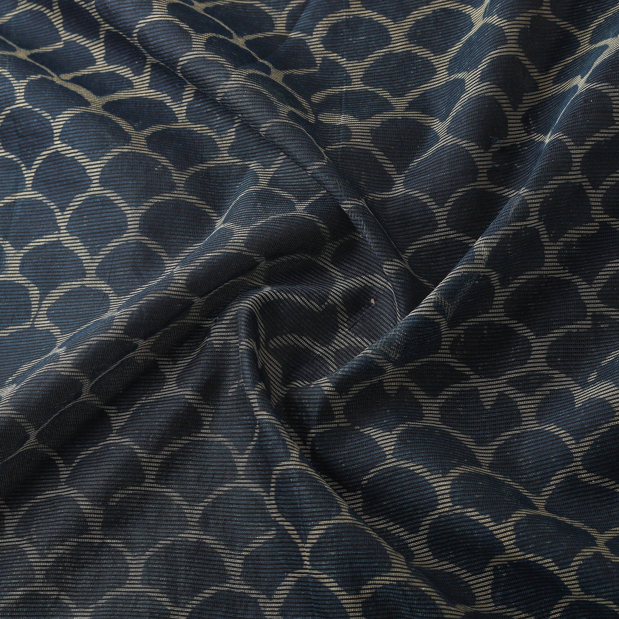 Blue - Bagru Indigo Hand Block Print Kota Doria Natural Dyed Cotton Fabric 14 - Image 3