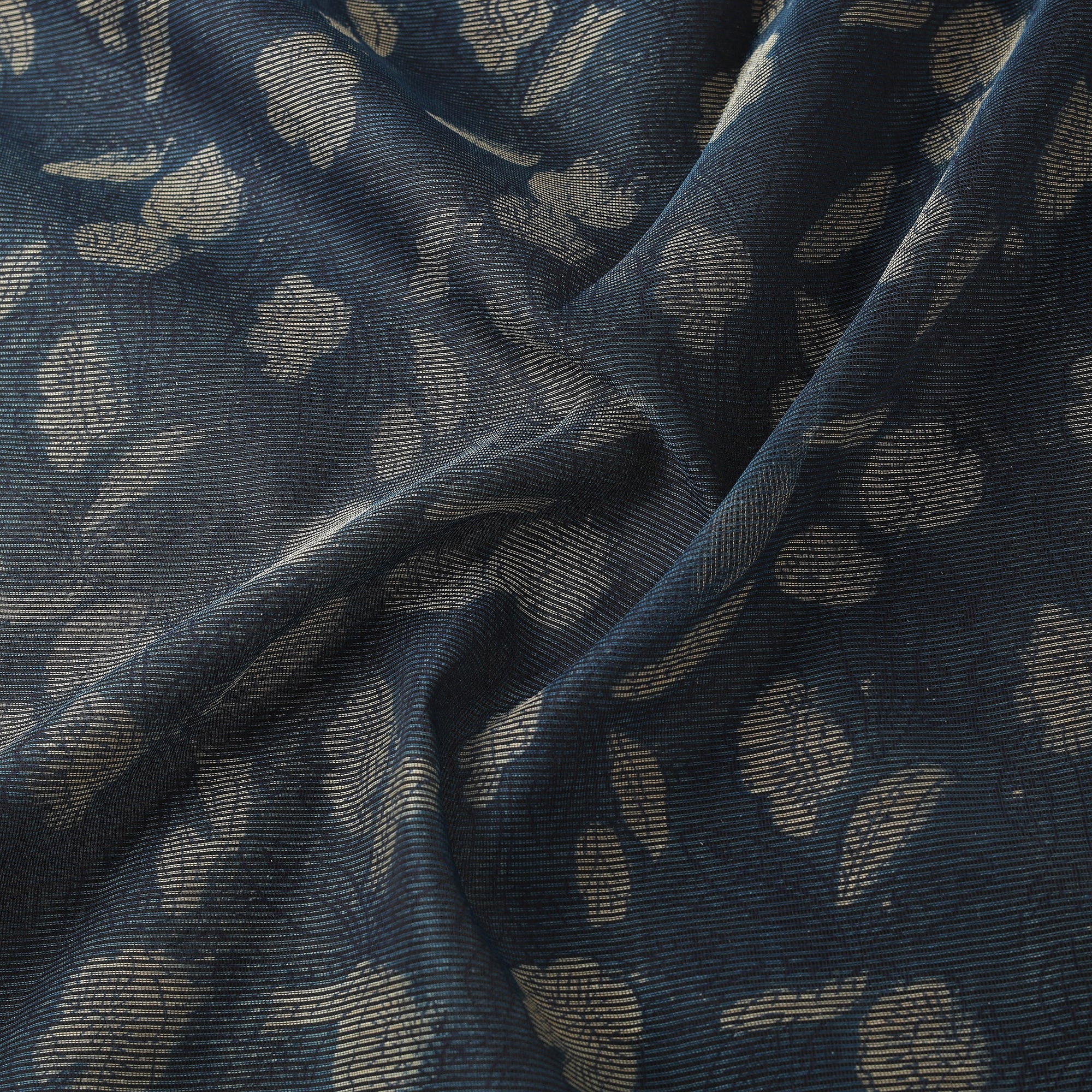 Blue - Bagru Indigo Hand Block Print Kota Doria Natural Dyed Cotton Fabric 17 - Image 3