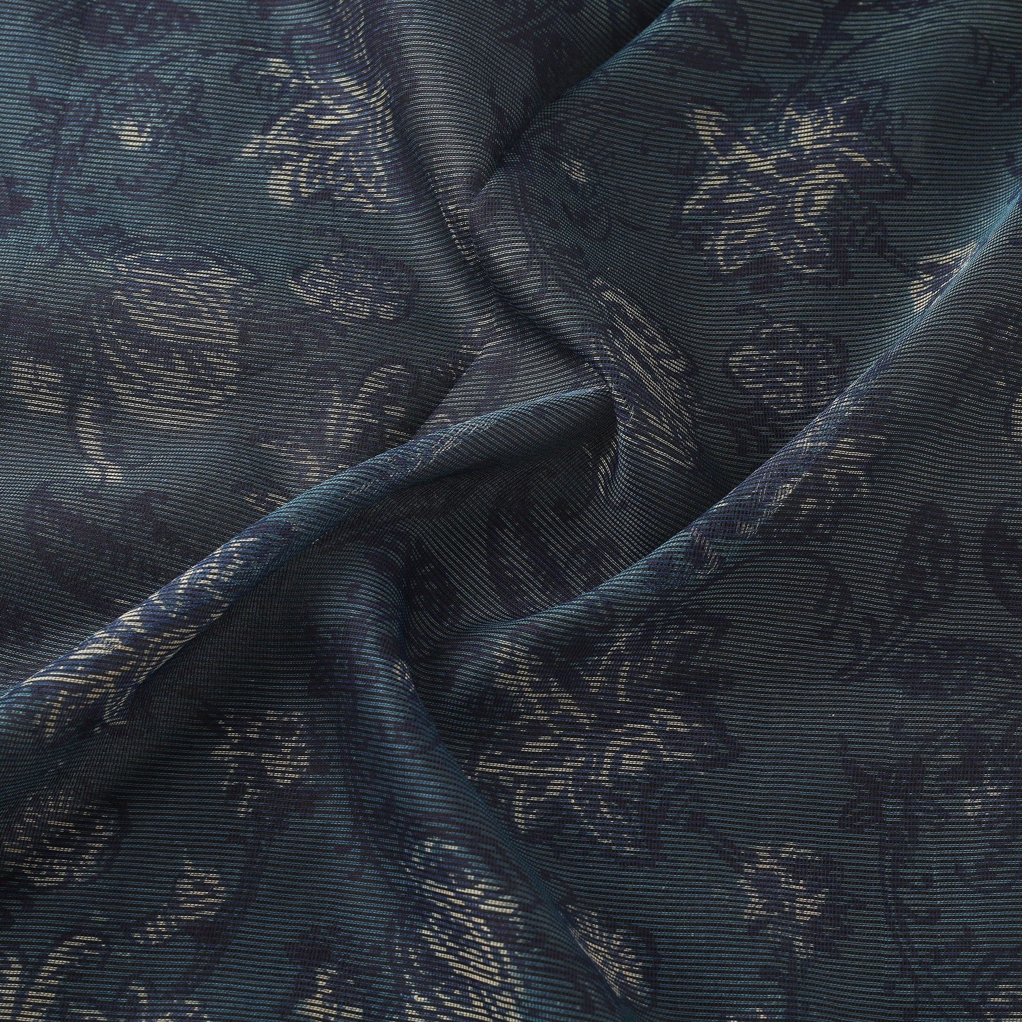 Blue - Bagru Indigo Hand Block Print Kota Doria Natural Dyed Cotton Fabric 18 - Image 3