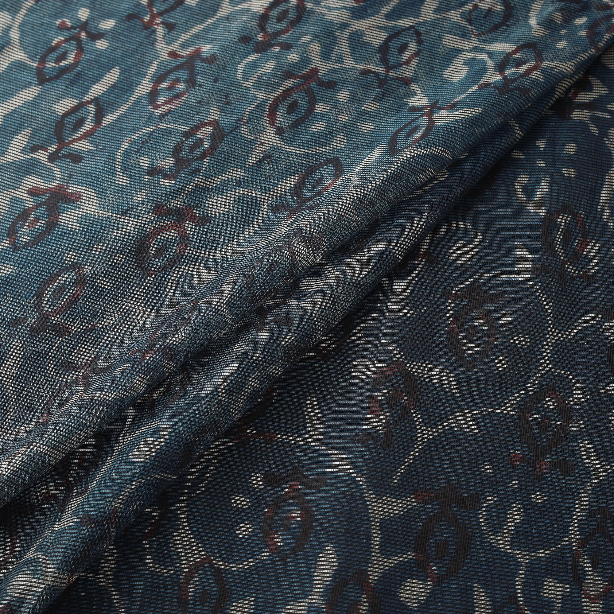 Blue - Bagru Indigo Hand Block Print Kota Doria Natural Dyed Cotton Fabric 19