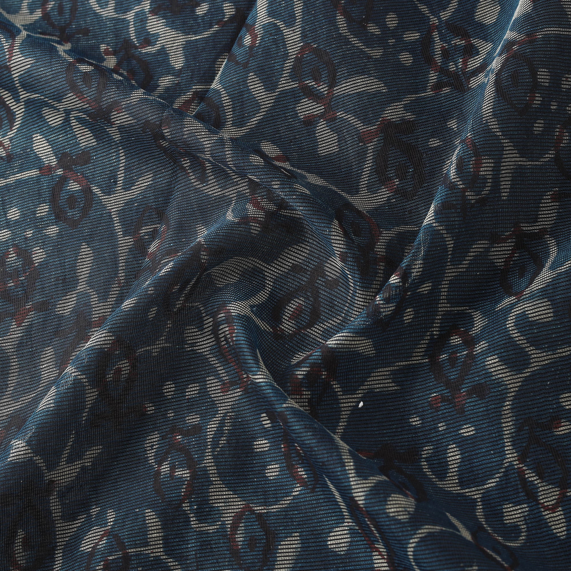 Blue - Bagru Indigo Hand Block Print Kota Doria Natural Dyed Cotton Fabric 19 - Image 3