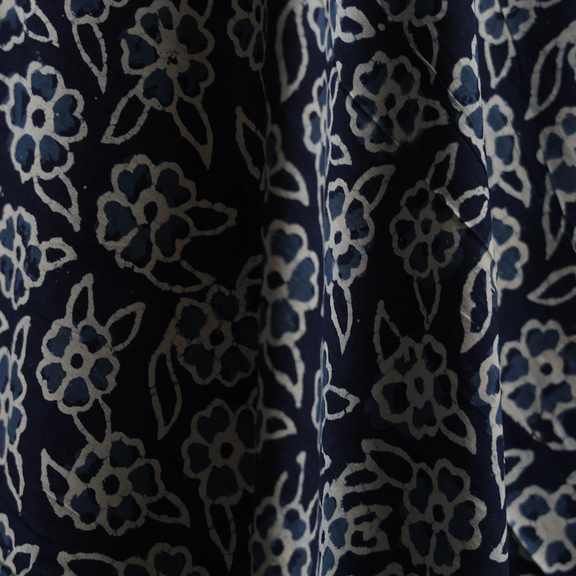 Blue - Bagru Indigo Hand Block Print Natural Dyed Cotton Fabric 02 - Image 3