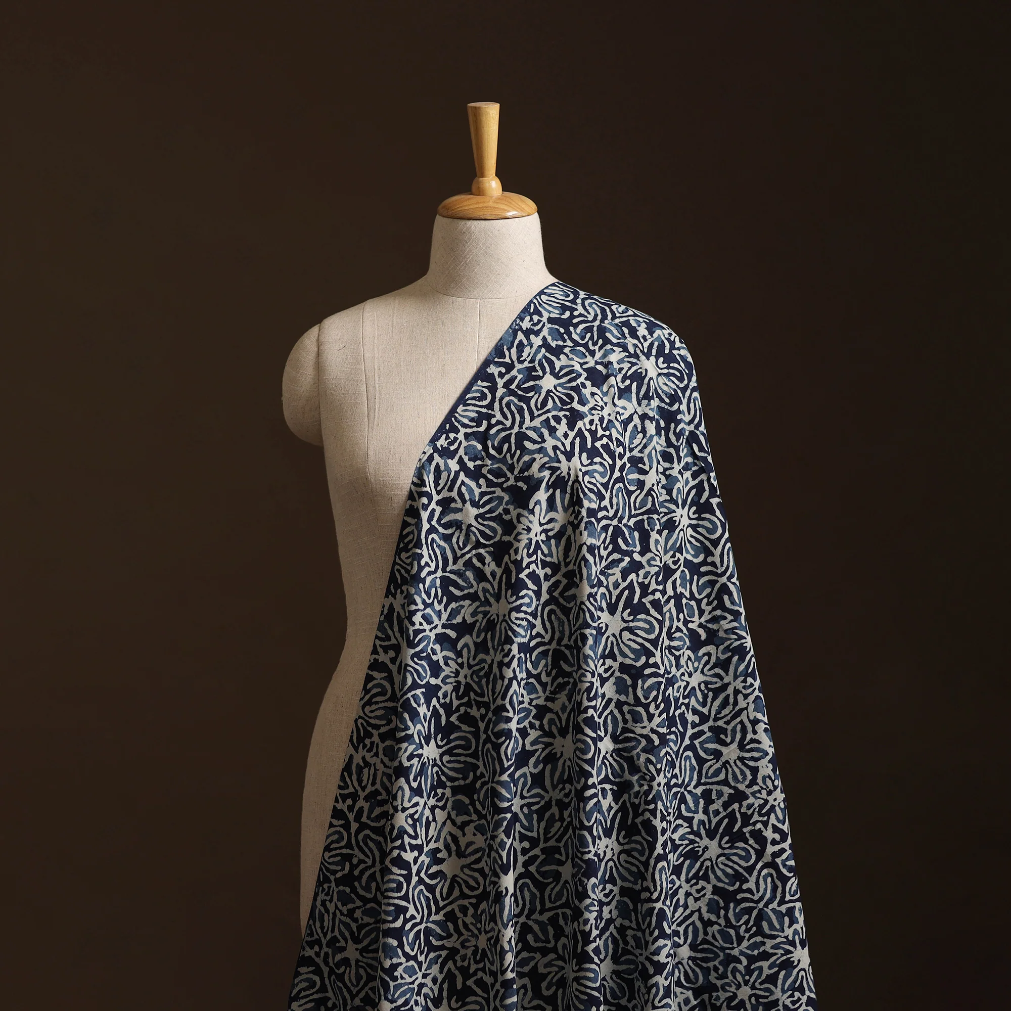 Blue - Bagru Indigo Hand Block Print Natural Dyed Cotton Fabric 03
