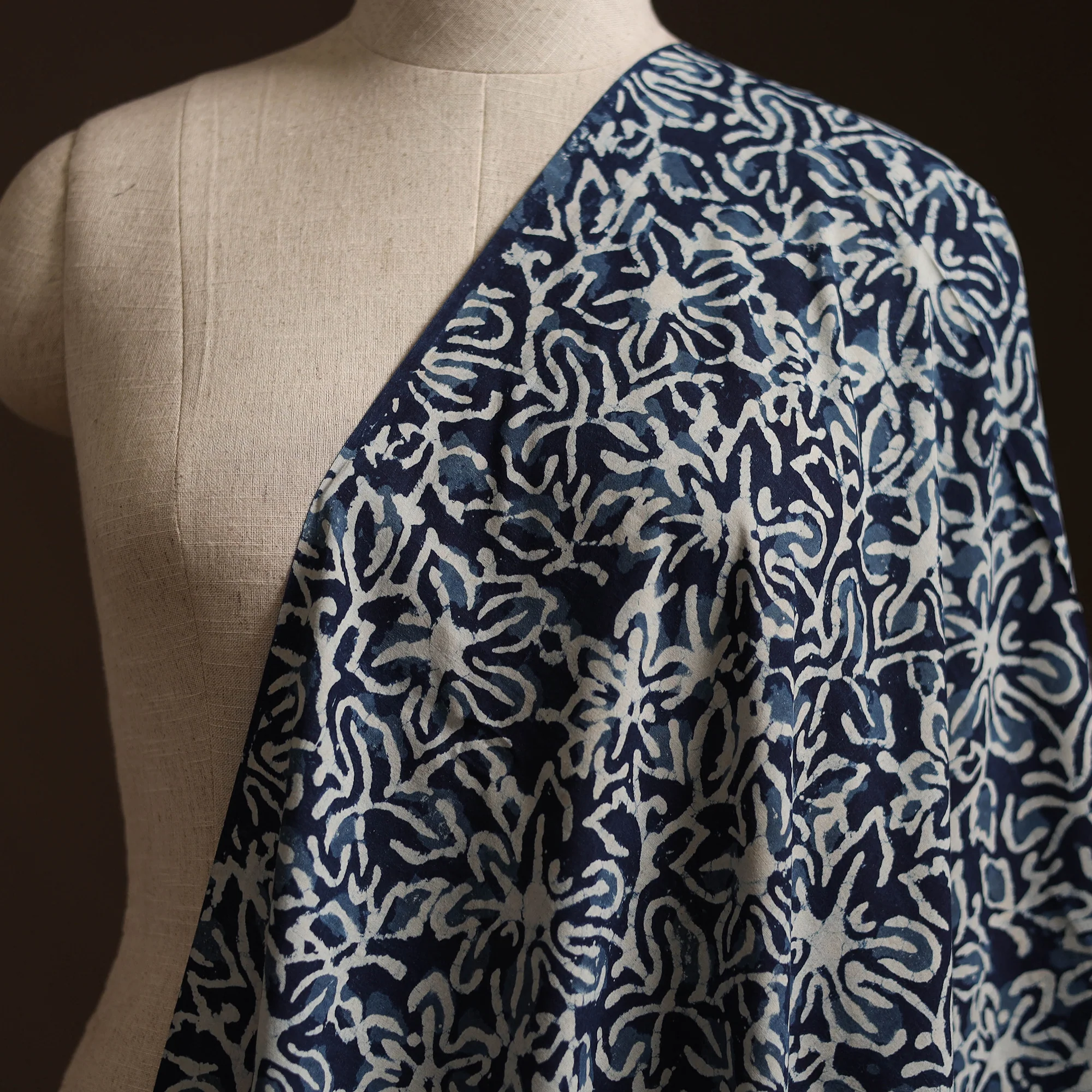 Blue - Bagru Indigo Hand Block Print Natural Dyed Cotton Fabric 03 - Image 2