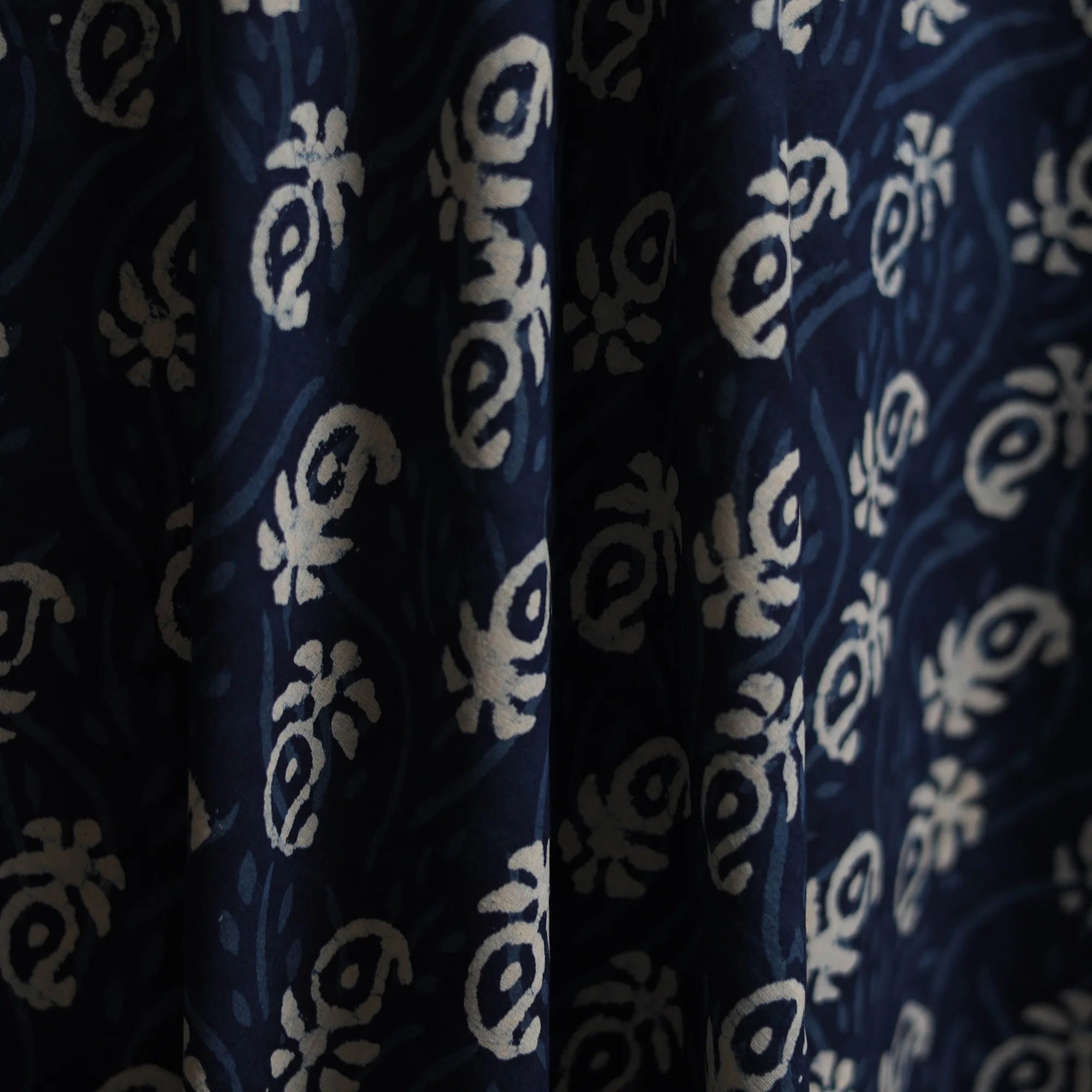 Blue - Bagru Indigo Hand Block Print Natural Dyed Cotton Fabric 04 - Image 3