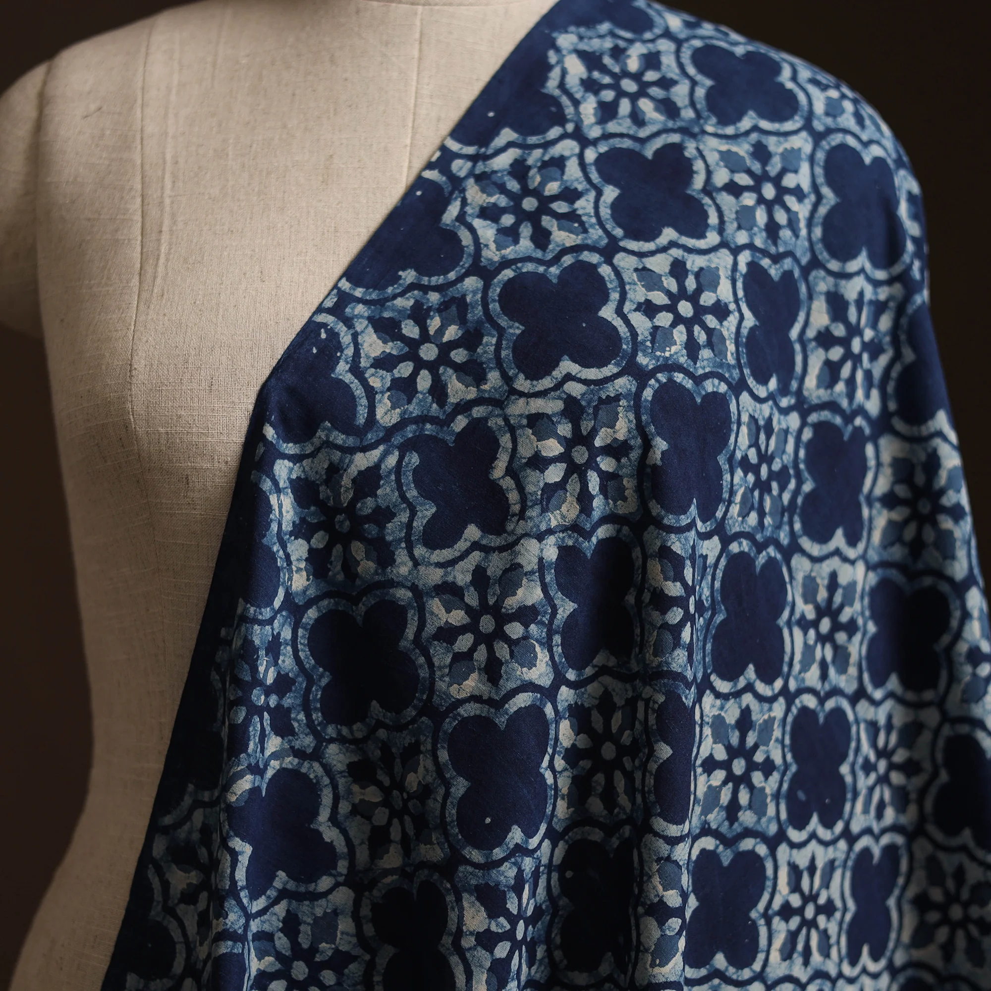 Blue - Bagru Indigo Hand Block Print Natural Dyed Cotton Fabric 05 - Image 2