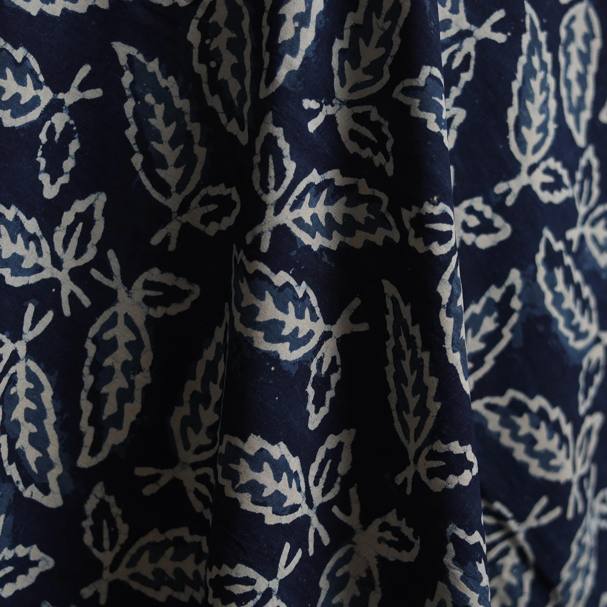 Blue - Bagru Indigo Hand Block Print Natural Dyed Cotton Fabric 09 - Image 3