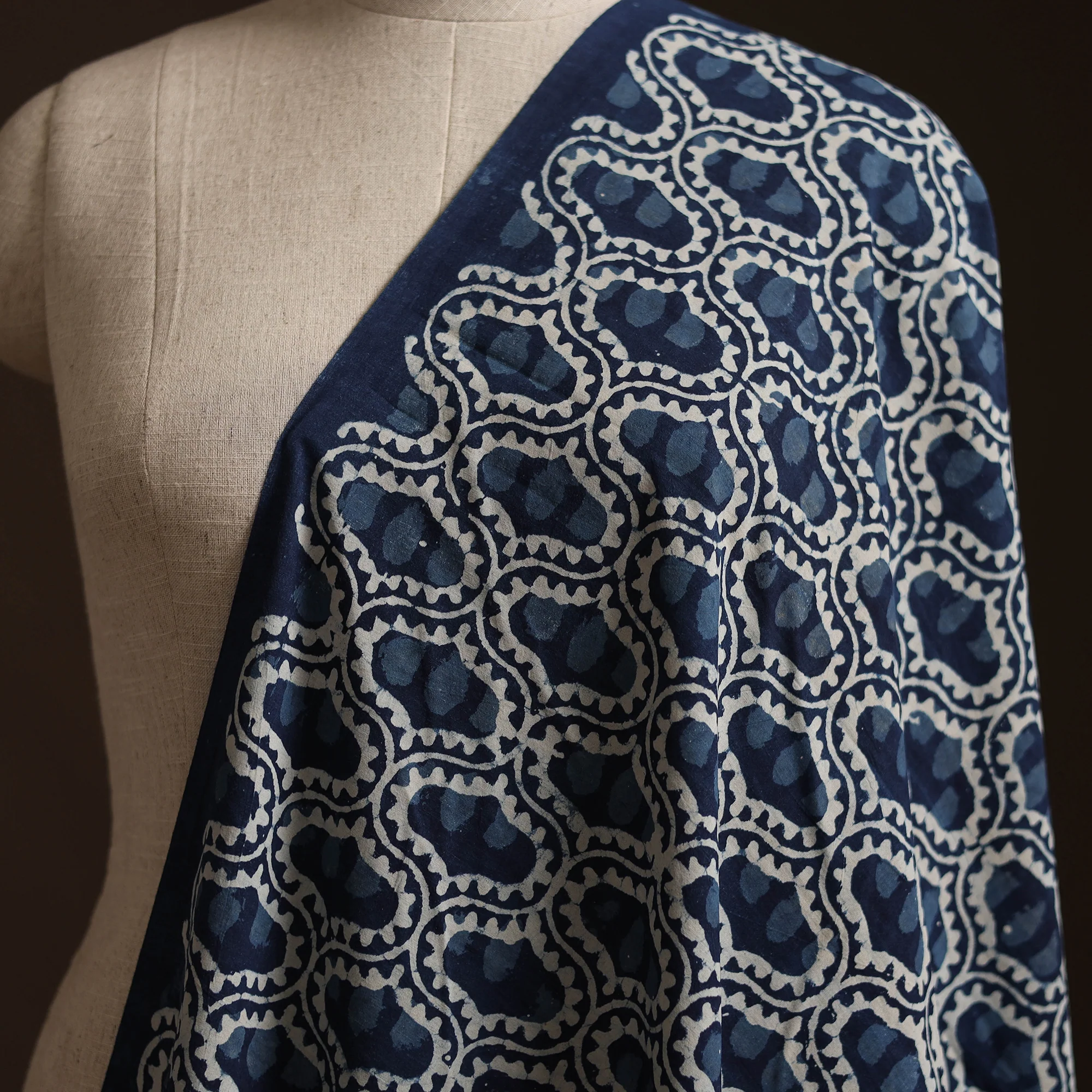 Blue - Bagru Indigo Hand Block Print Natural Dyed Cotton Fabric 10 - Image 2